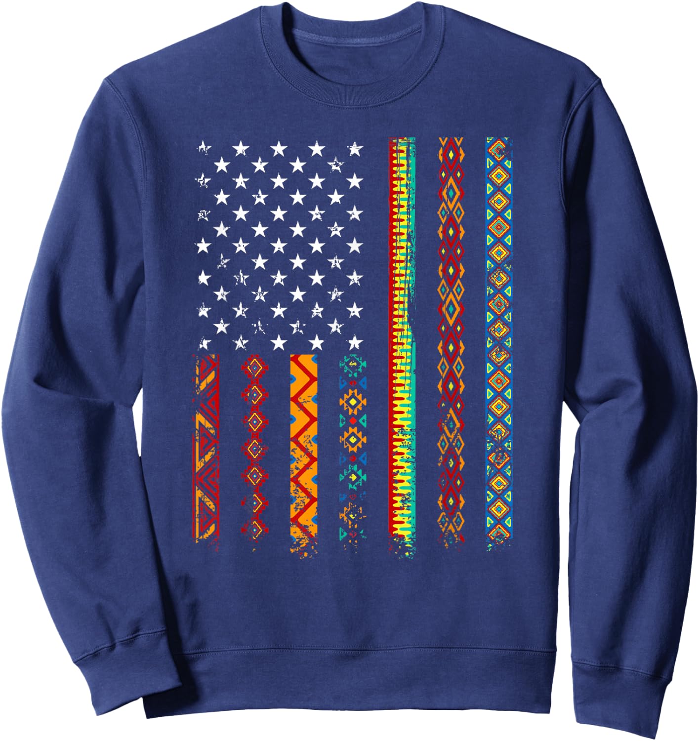 African Kente Cloth Shirts American Flag Sweatshirt - Sweatshirt | Navy