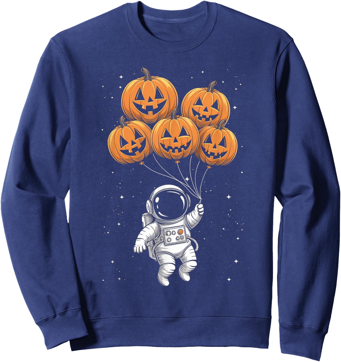 Halloween Astronaut Pumpkin Balloons Kids Sweatshirt - Sweatshirt | Navy