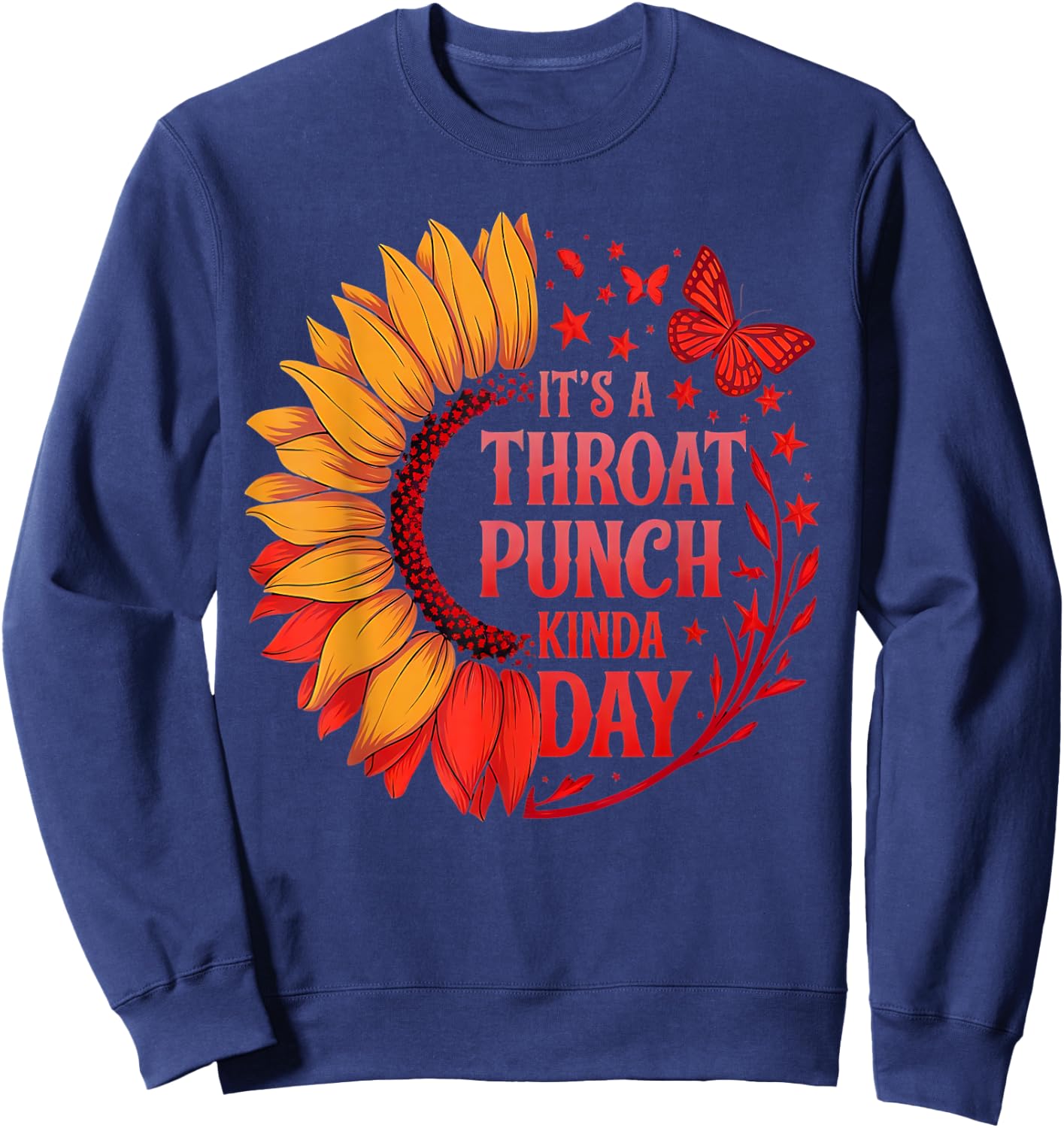 It's A Throat Punch Kind Of Day Sarcastic Skeleton Women's Sweatshirt - Sweatshirt | Navy