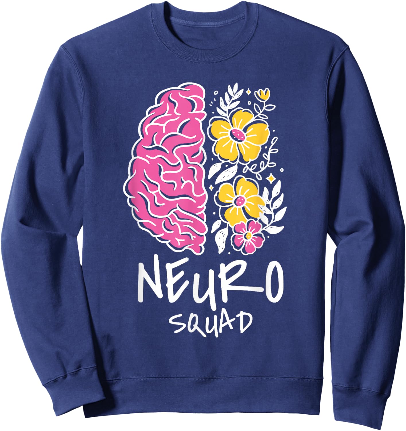 Neuro Squad Brain Flowers Art Sweatshirt - Sweatshirt | Navy