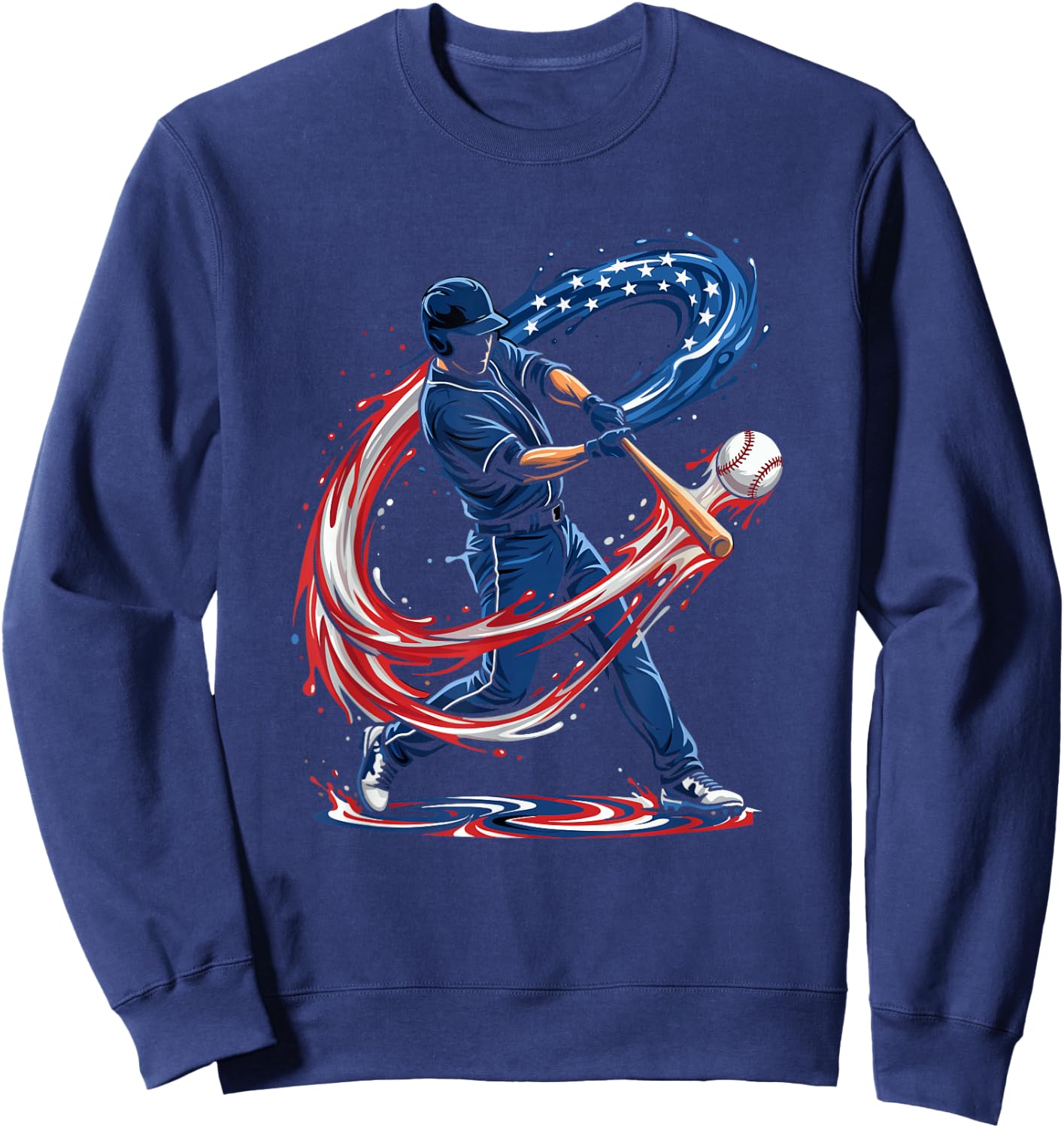 Baseball Drip 4th of July Patriotic US Flag Baseball Sweatshirt - Sweatshirt | Navy