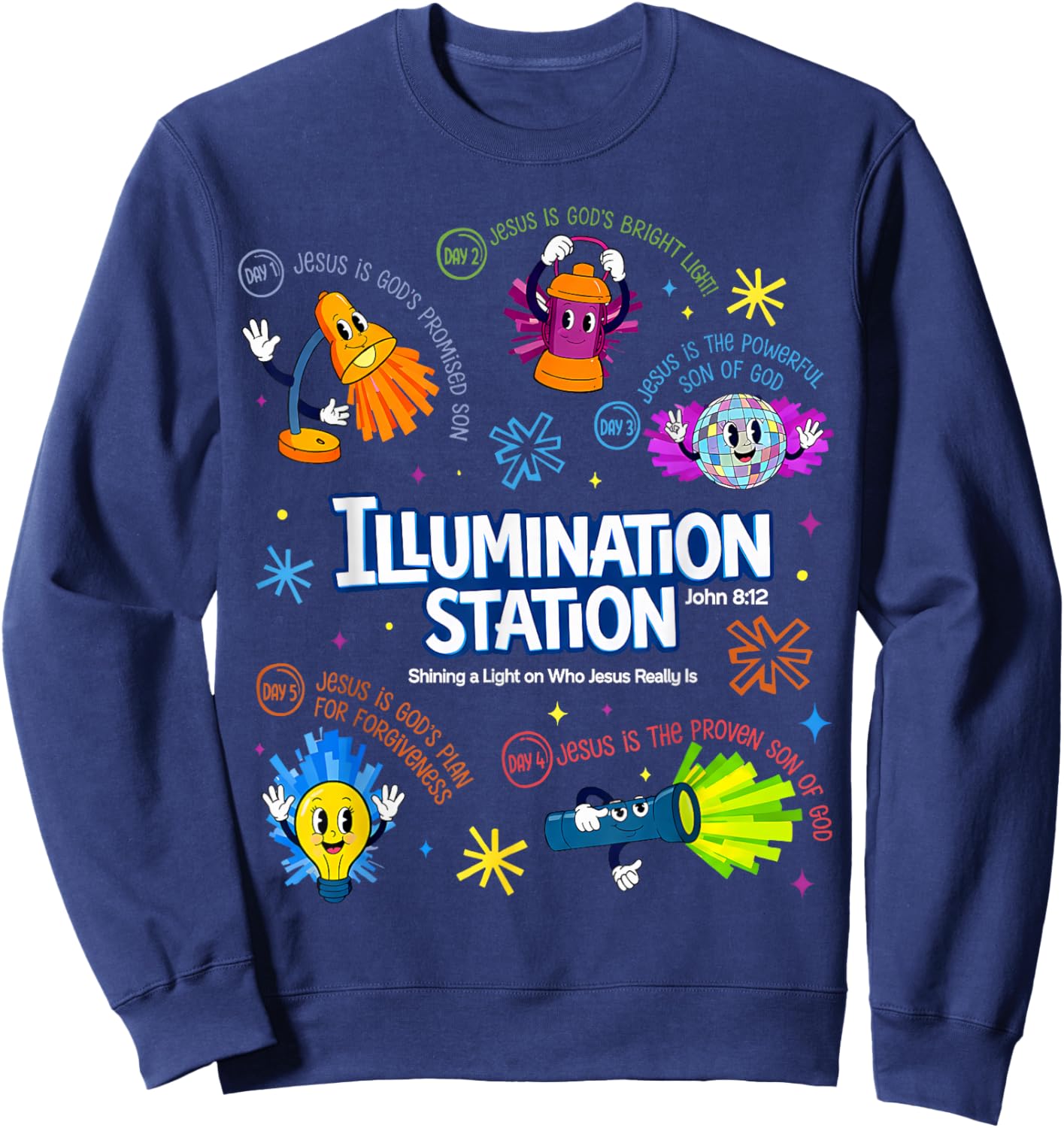 Illumination Station VBS 2026 Bible Jesus Christian Lights Sweatshirt - Sweatshirt | Navy
