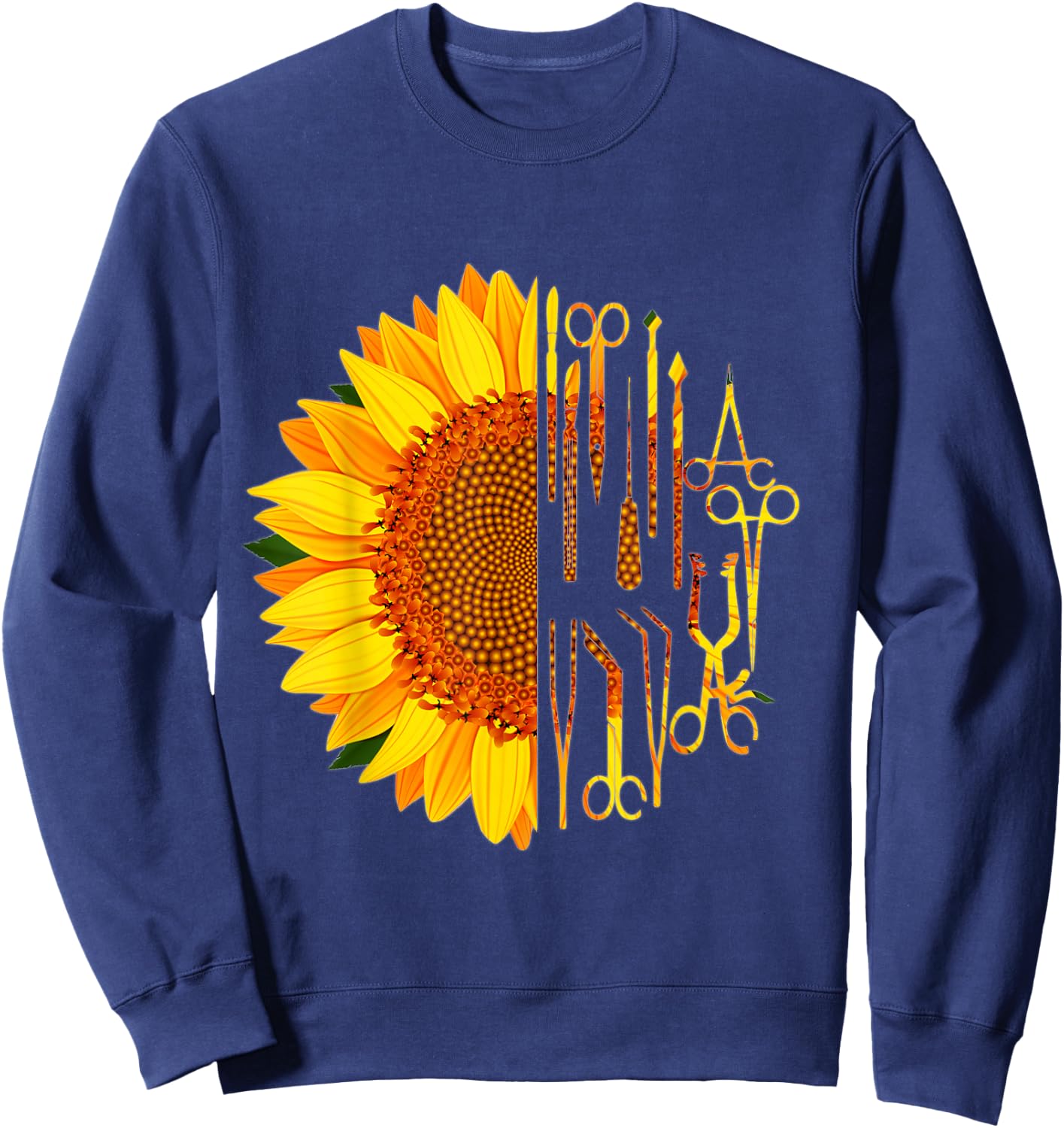 Surgical Scrub Tech Surgeon Sunflower Surgery Intern OR Sweatshirt - Sweatshirt | Navy