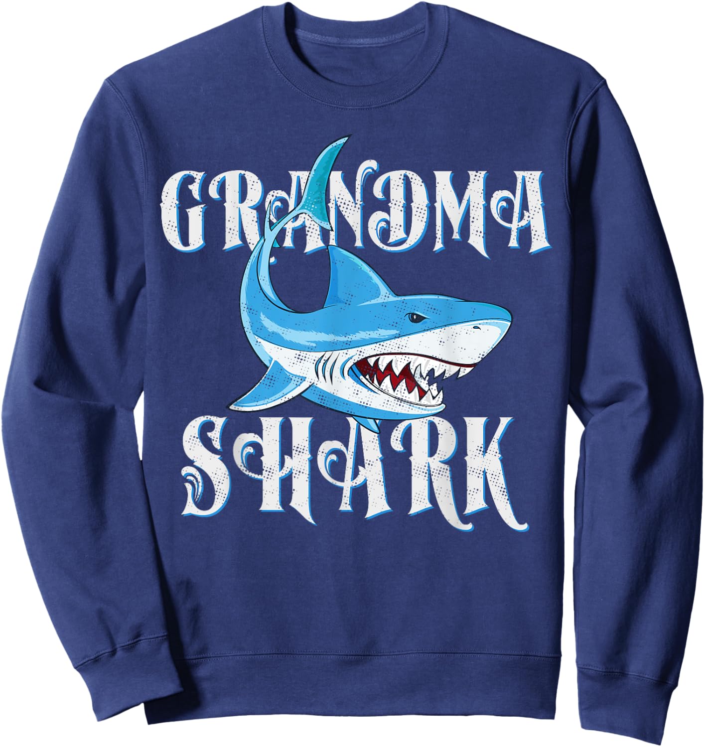 Grandma Shark Shirt, Funny Nana Matching Gift Sweatshirt - Sweatshirt | Navy