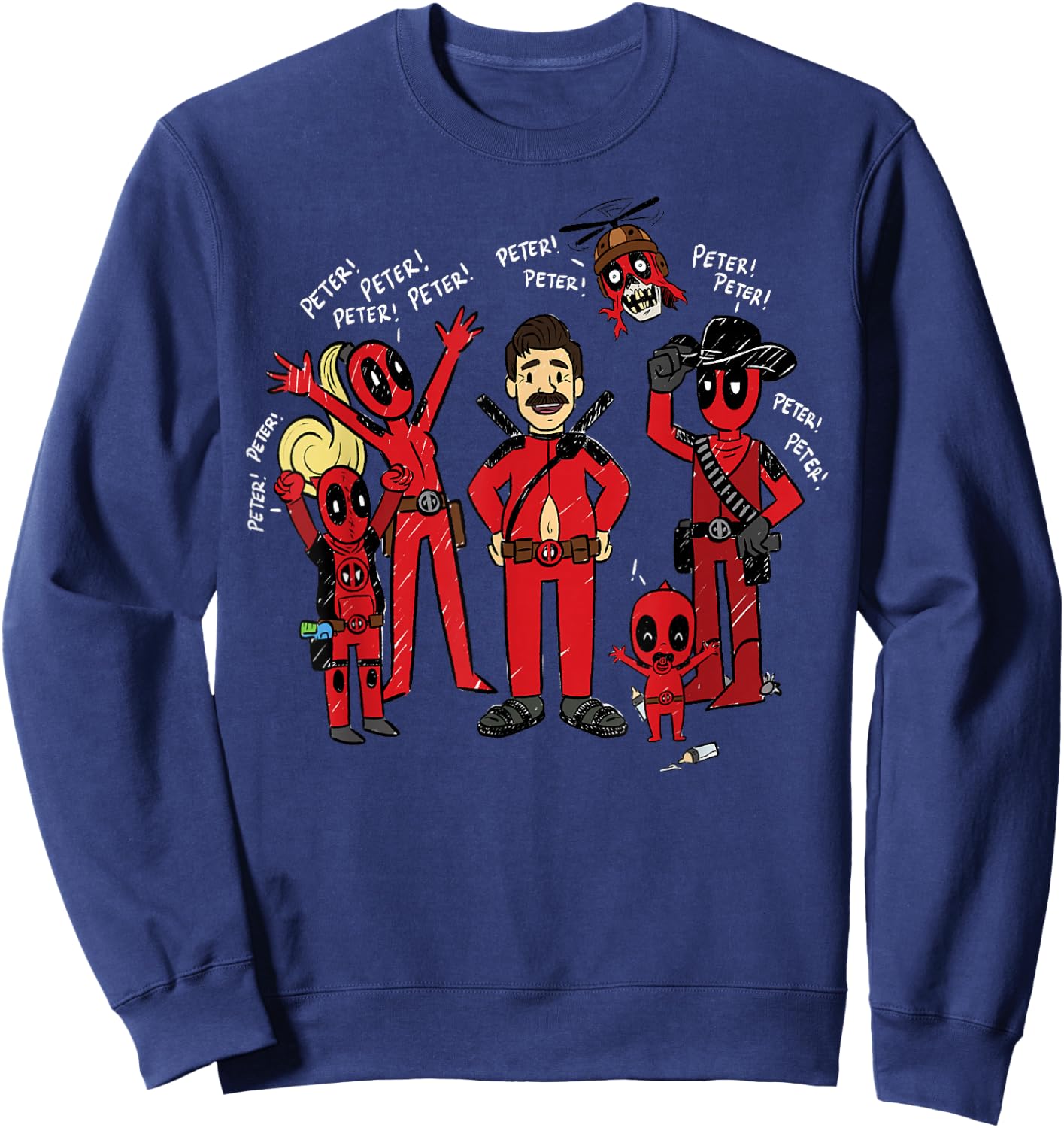 Marvel Deadpool & Wolverine The Deadpool Corps Loves Peter Sweatshirt - Sweatshirt | Navy