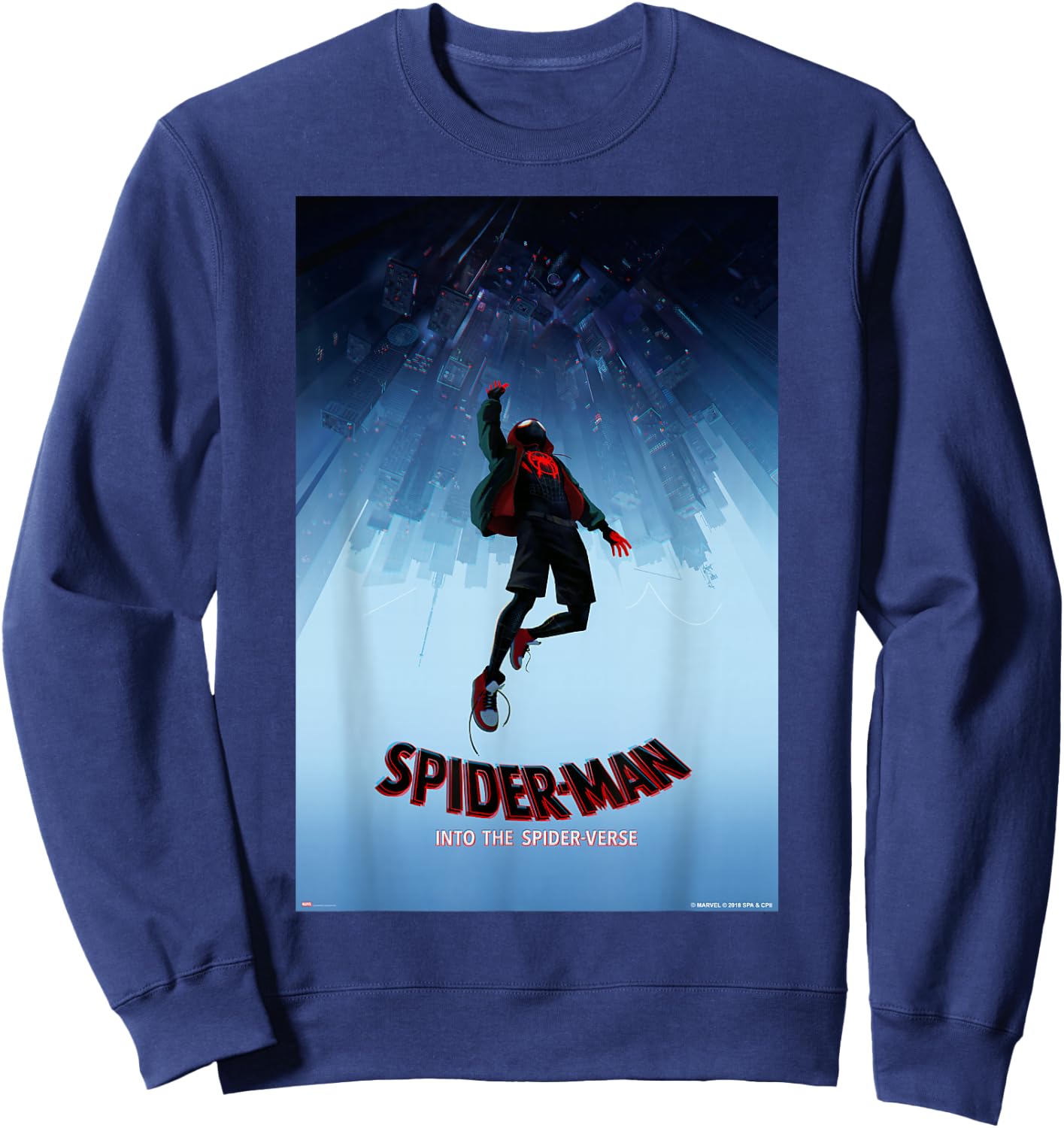 Marvel Spider-Man Spiderverse Upside Down Poster Small Sweatshirt - Sweatshirt | Navy