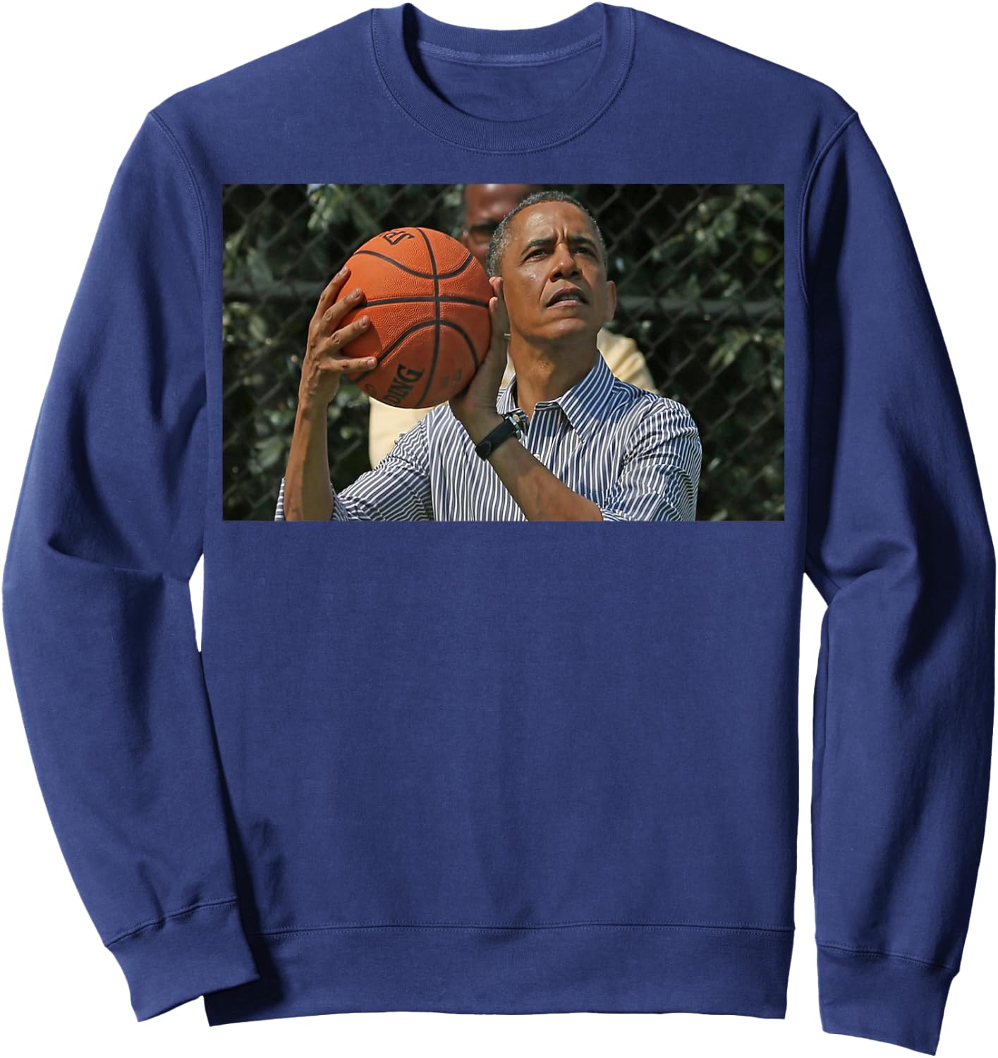 Barack Obama Playing Basketball Presidential Sweatshirt - Sweatshirt | Navy