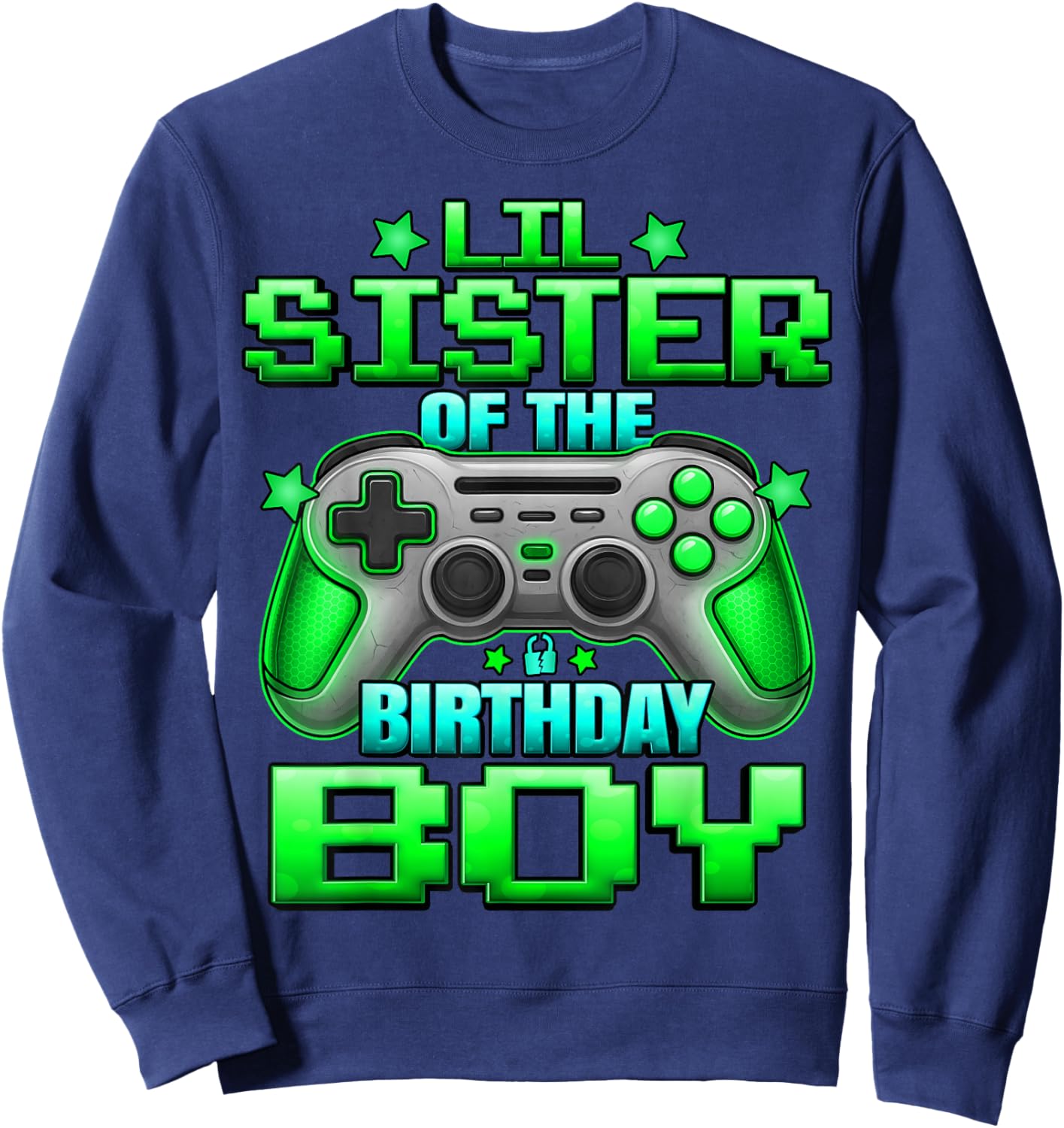 Lil Sister of The Birthday Boy Matching Family Little Sister Sweatshirt - Sweatshirt | Navy