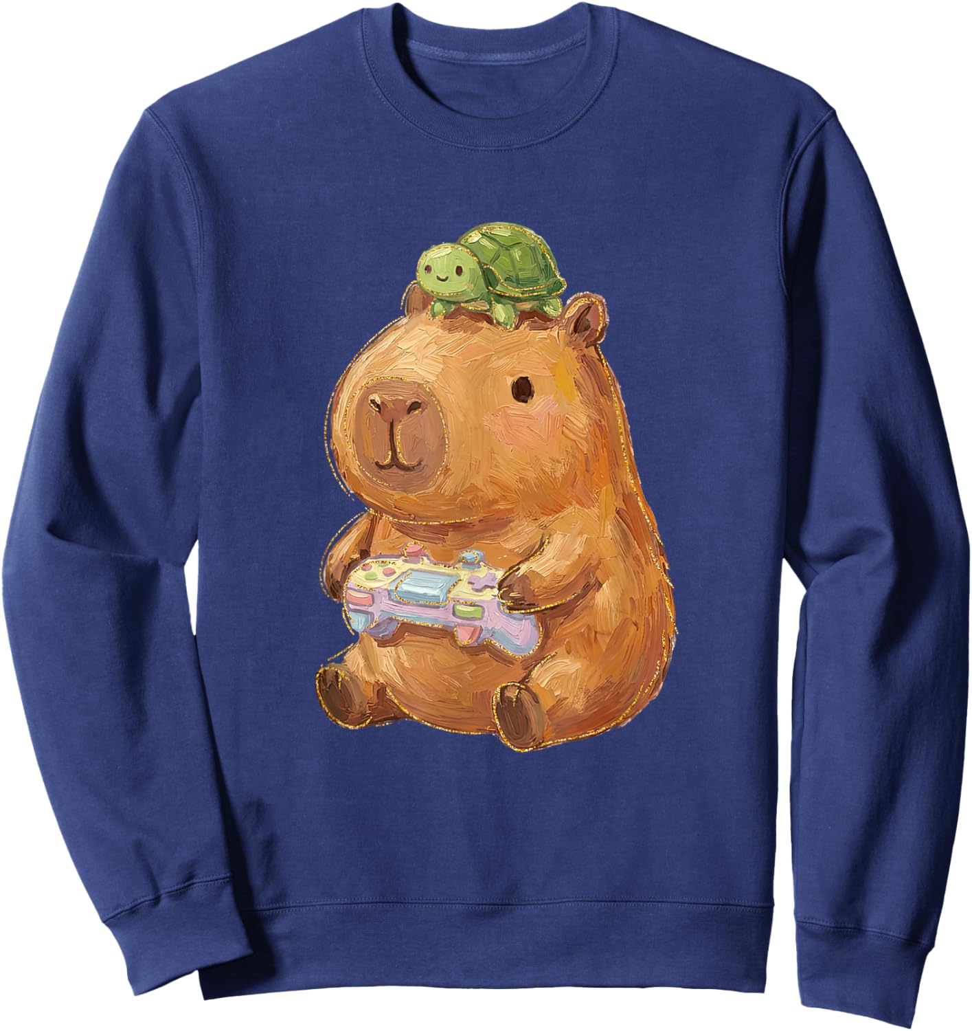 Capybara Turtle Video Games Anime Gamer Boys Girls Kids Sweatshirt - Sweatshirt | Navy