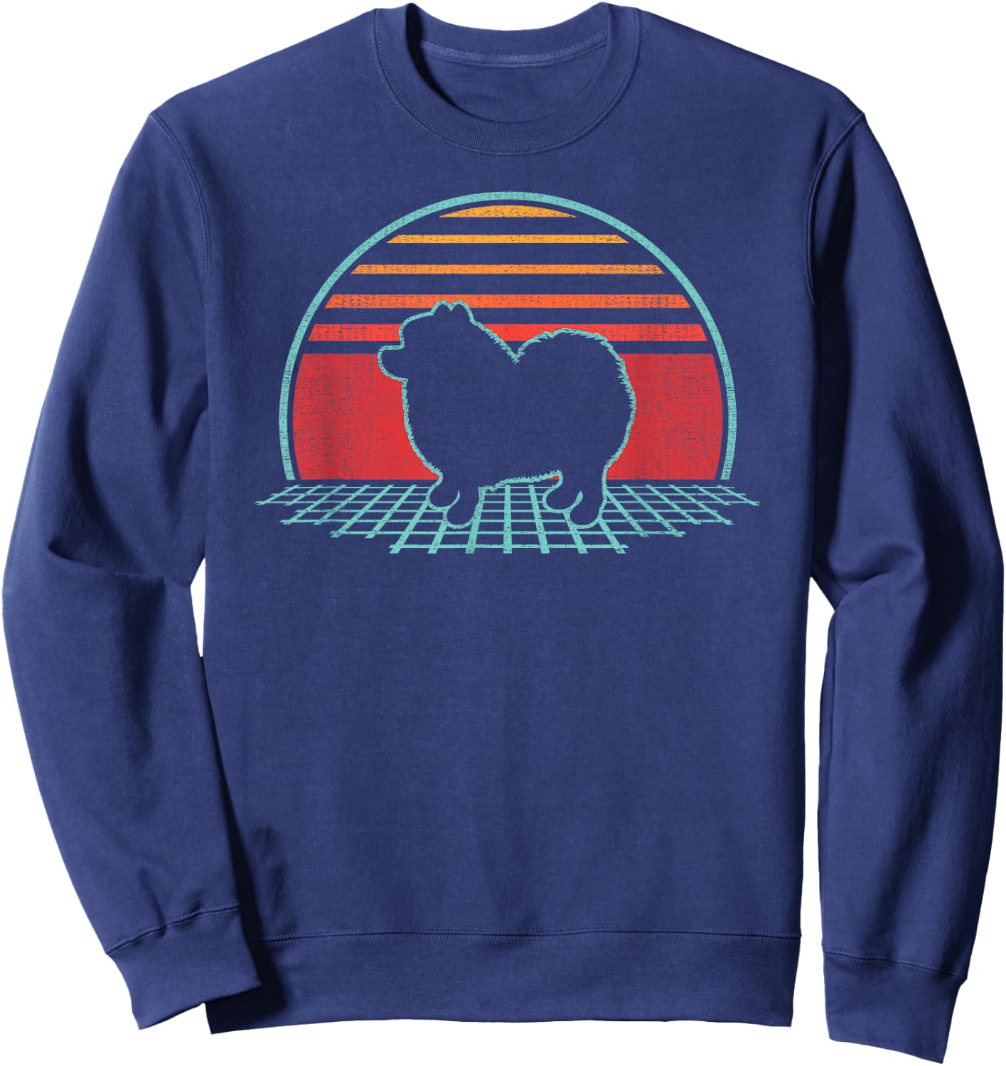 Keeshond Lover Dog Owner Retro Vintage 80s Style Sweatshirt - Sweatshirt | Navy