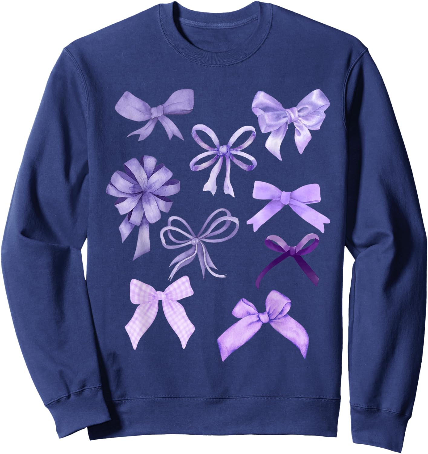 Cute Purple Bows Trendy Bows Aesthetic Purple Ribbon Sweatshirt - Sweatshirt | Navy