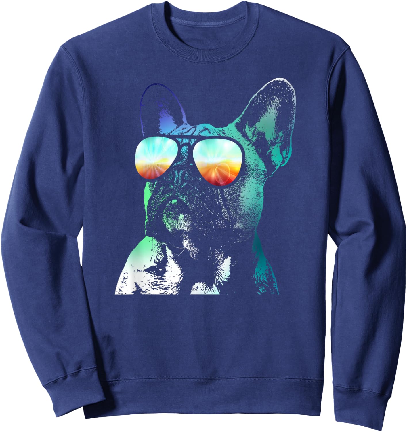 French Bulldog Neon Dog Shirt Sweatshirt - Sweatshirt | Navy