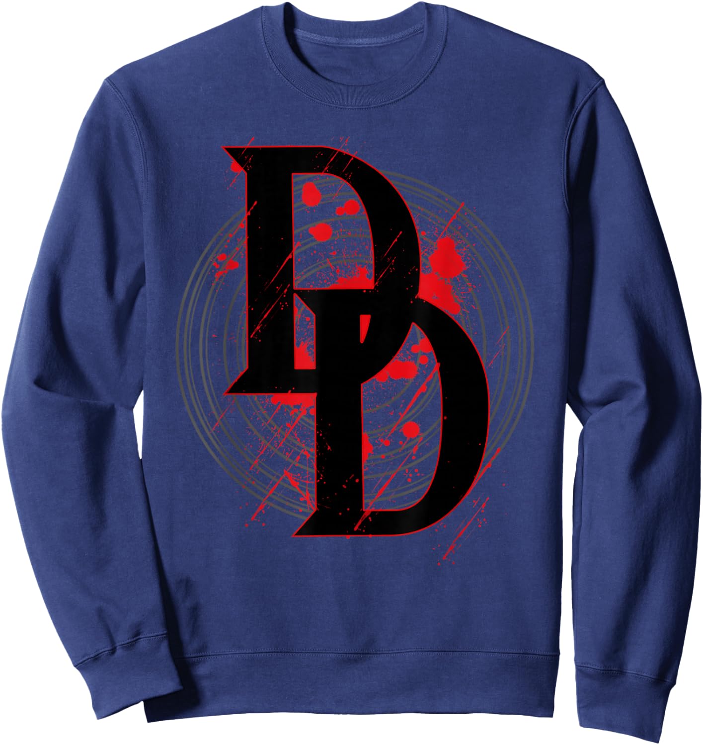 Marvel Daredevil DD Logo Vortex Red Rain Graphic Sweatshirt - Sweatshirt | Navy