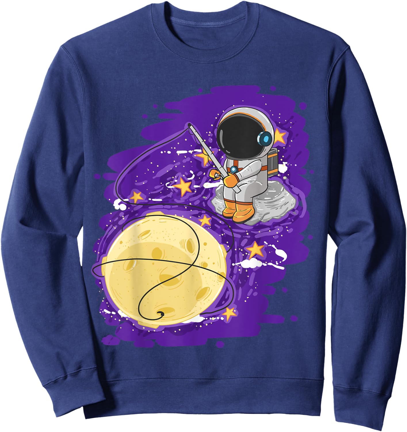 Astronaut Fishing Cute Spaceman Galaxy Space Lover Boys Gift Sweatshirt - Sweatshirt | Navy