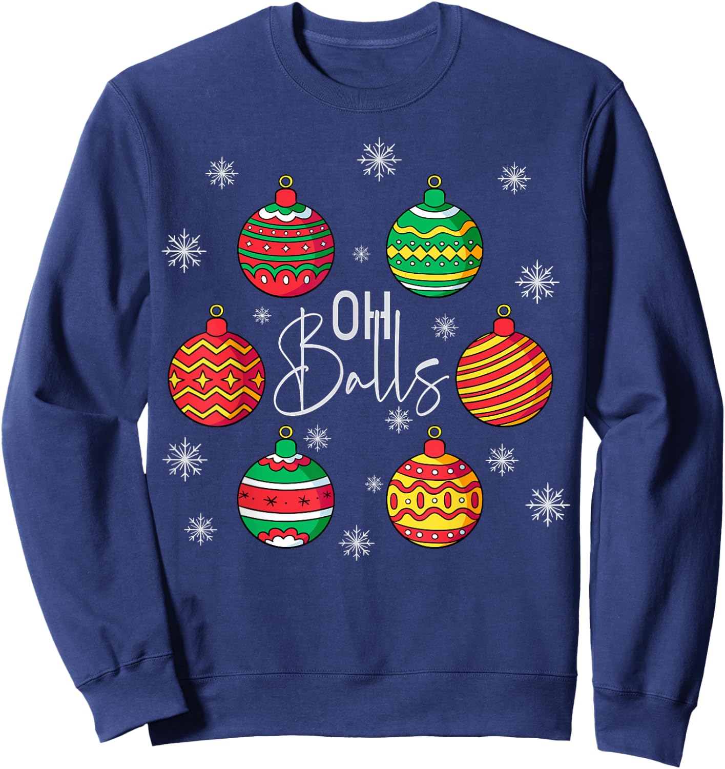 Groovy Christmas Oh Ball Christmas Holiday Women Sweatshirt - Sweatshirt | Navy