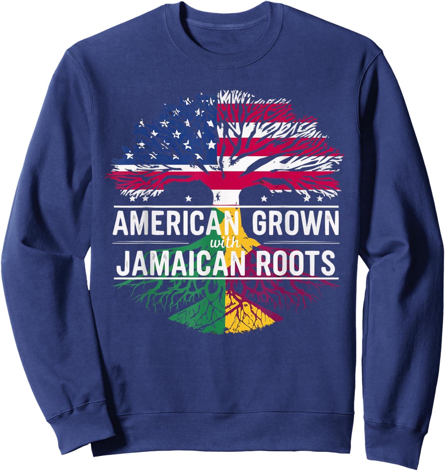 Half American Half Jamaican USA Flag Jamaica America Sweatshirt - Sweatshirt | Navy