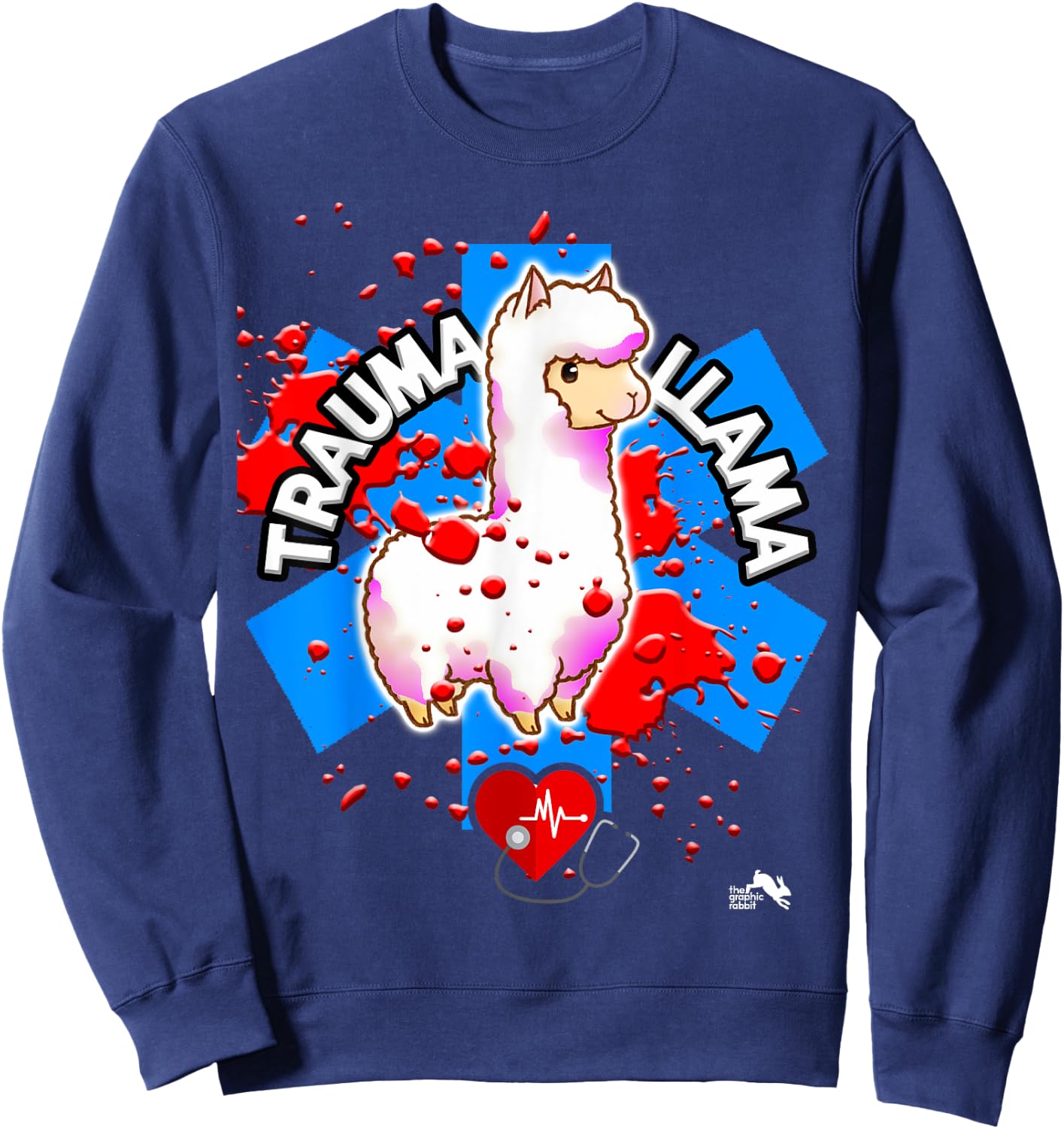 Funny EMT Trauma Llama EMS Paramedic Gift Sweatshirt - Sweatshirt | Navy