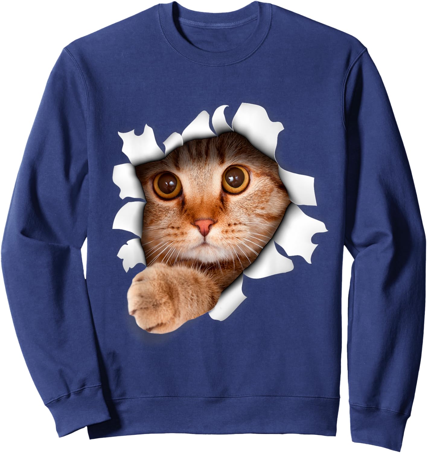 Cute Realistic Cat Kitten Emerging Cat, Kitten or Pet Lovers Sweatshirt - Sweatshirt | Navy