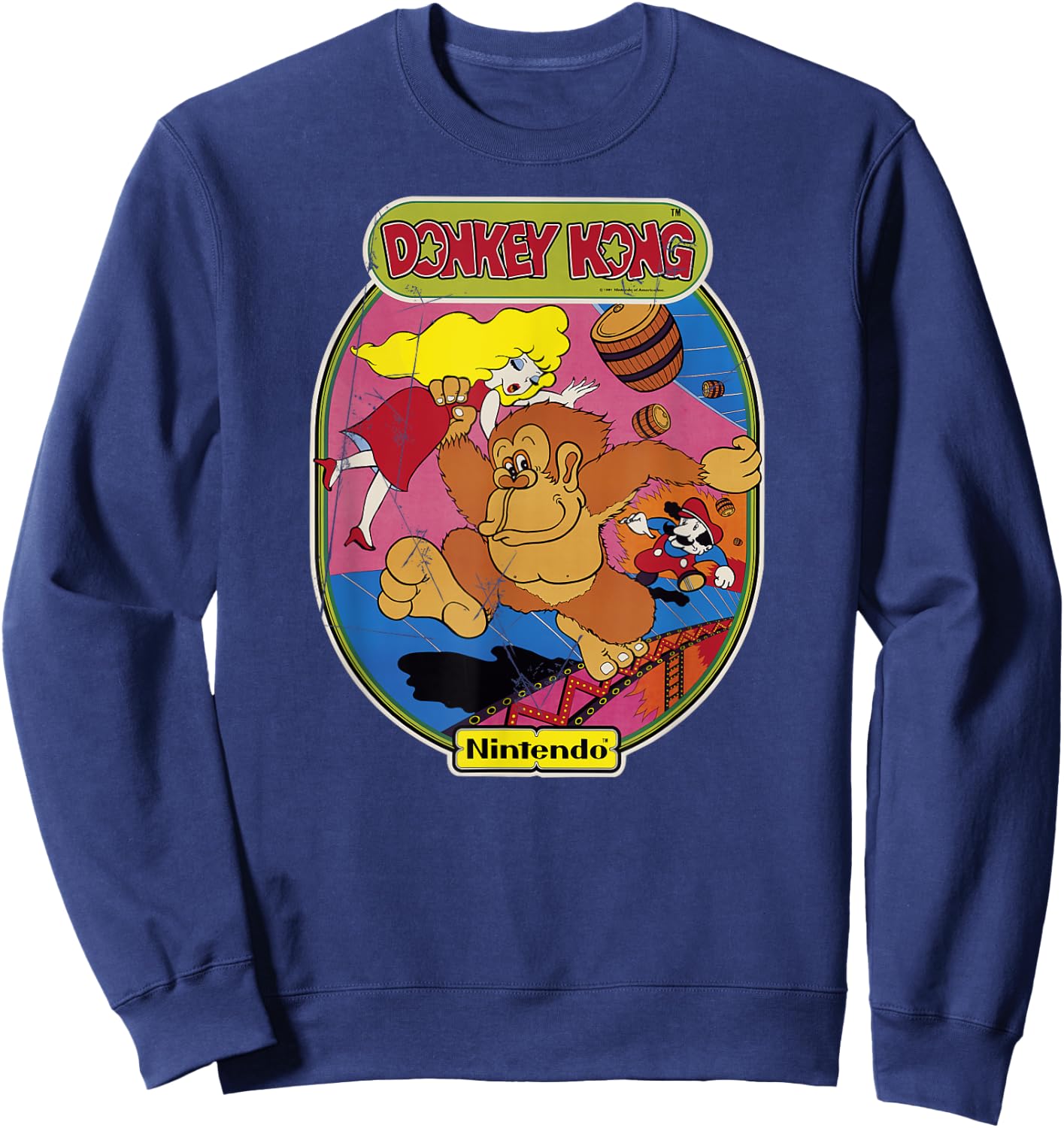 Nintendo Donkey Kong Mario Retro Art Graphic Sweatshirt - Sweatshirt | Navy