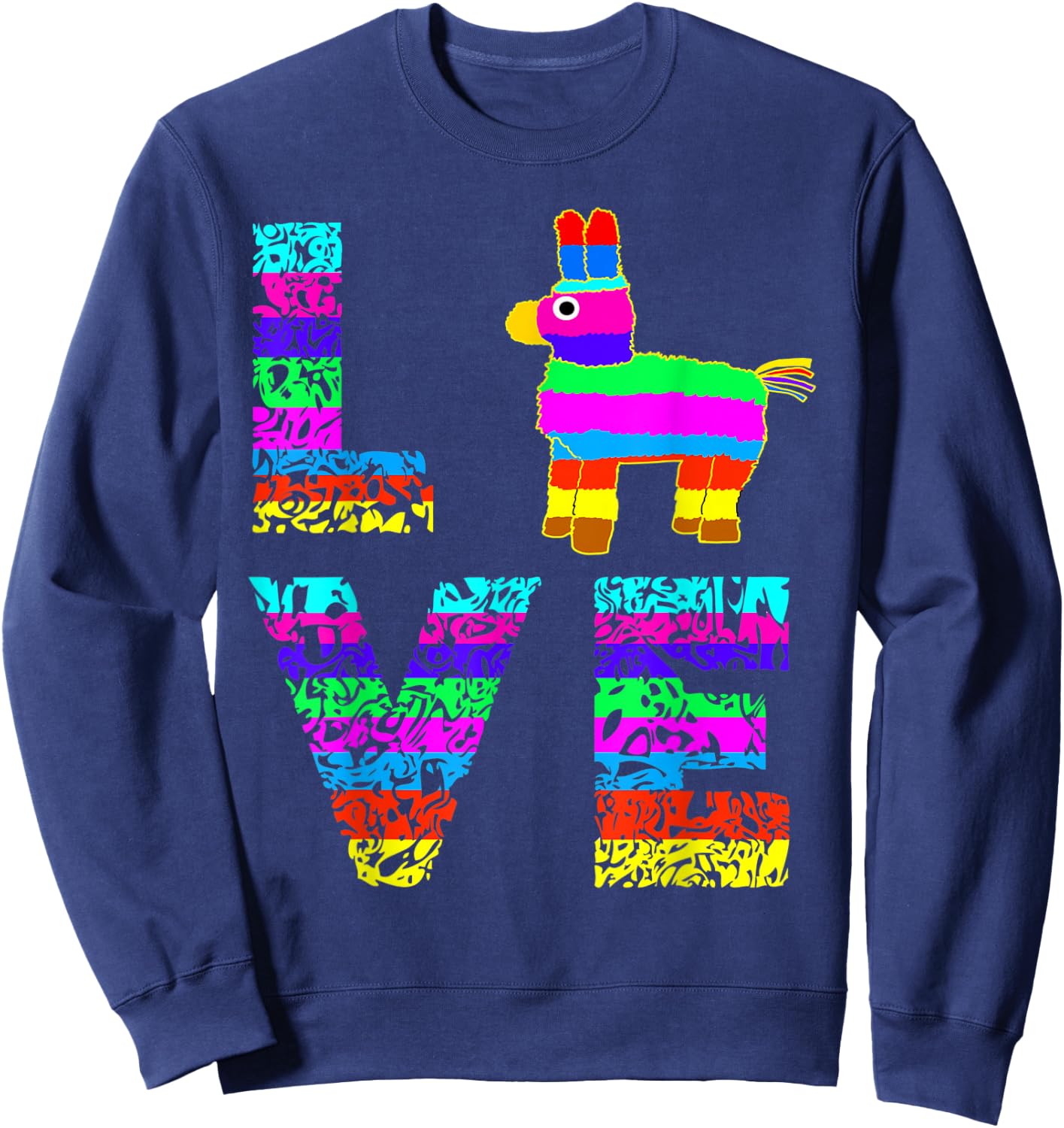 Funny Pinata Rainbow Horse Mexican Fiesta Party Hit Sweatshirt - Sweatshirt | Navy