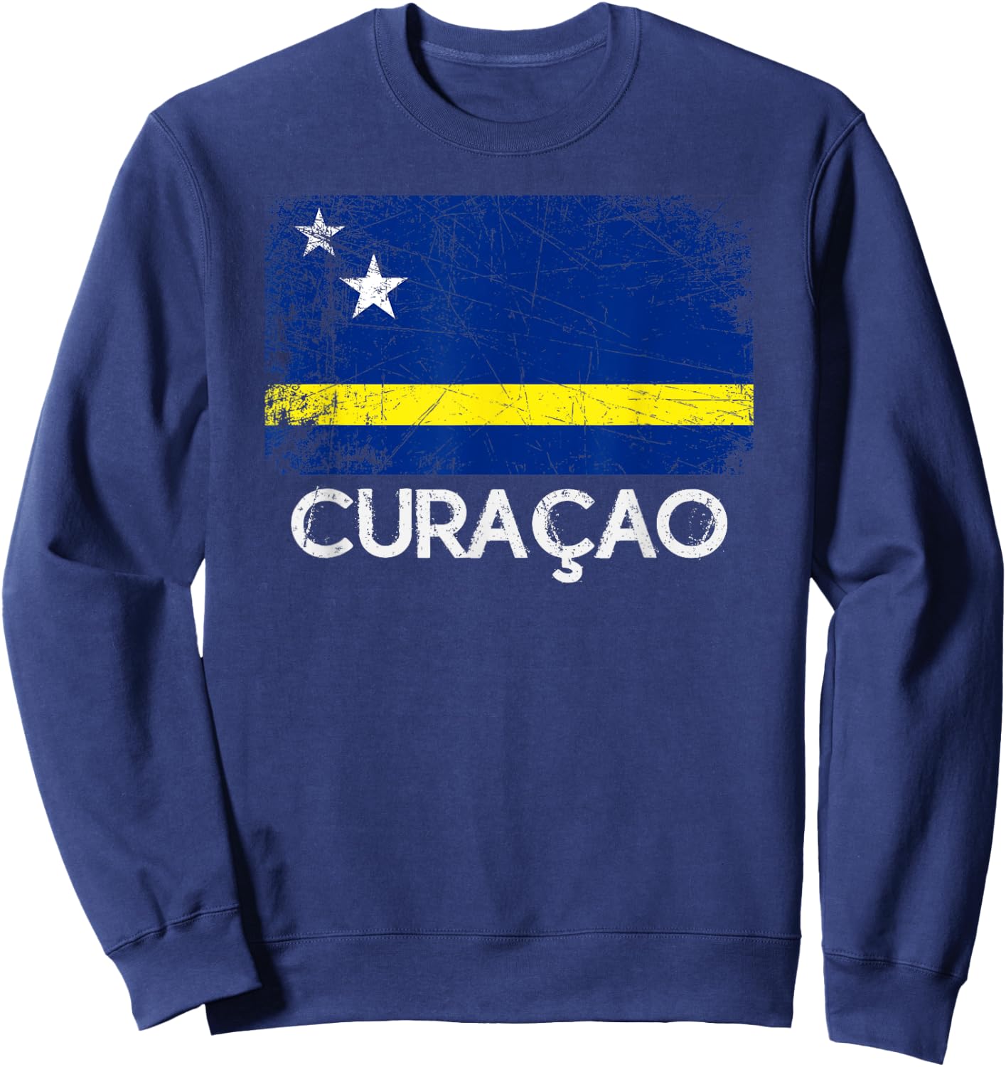 Curacaoan Flag | Vintage Made In Curacao Gift Sweatshirt - Sweatshirt | Navy
