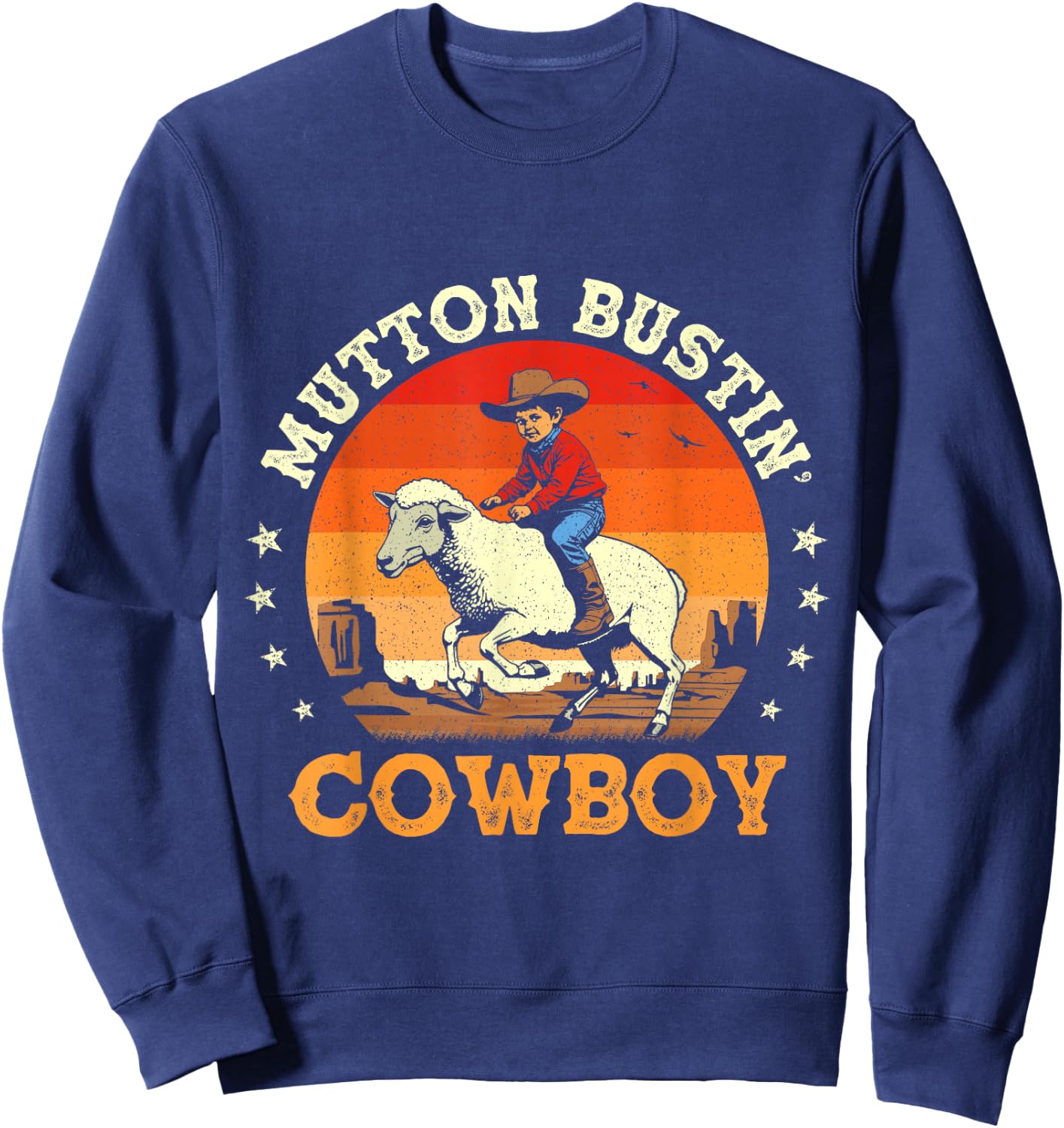 Mutton Busting Cowboy Sheep Riding Mutton Buster Youth Rodeo Sweatshirt - Sweatshirt | Navy