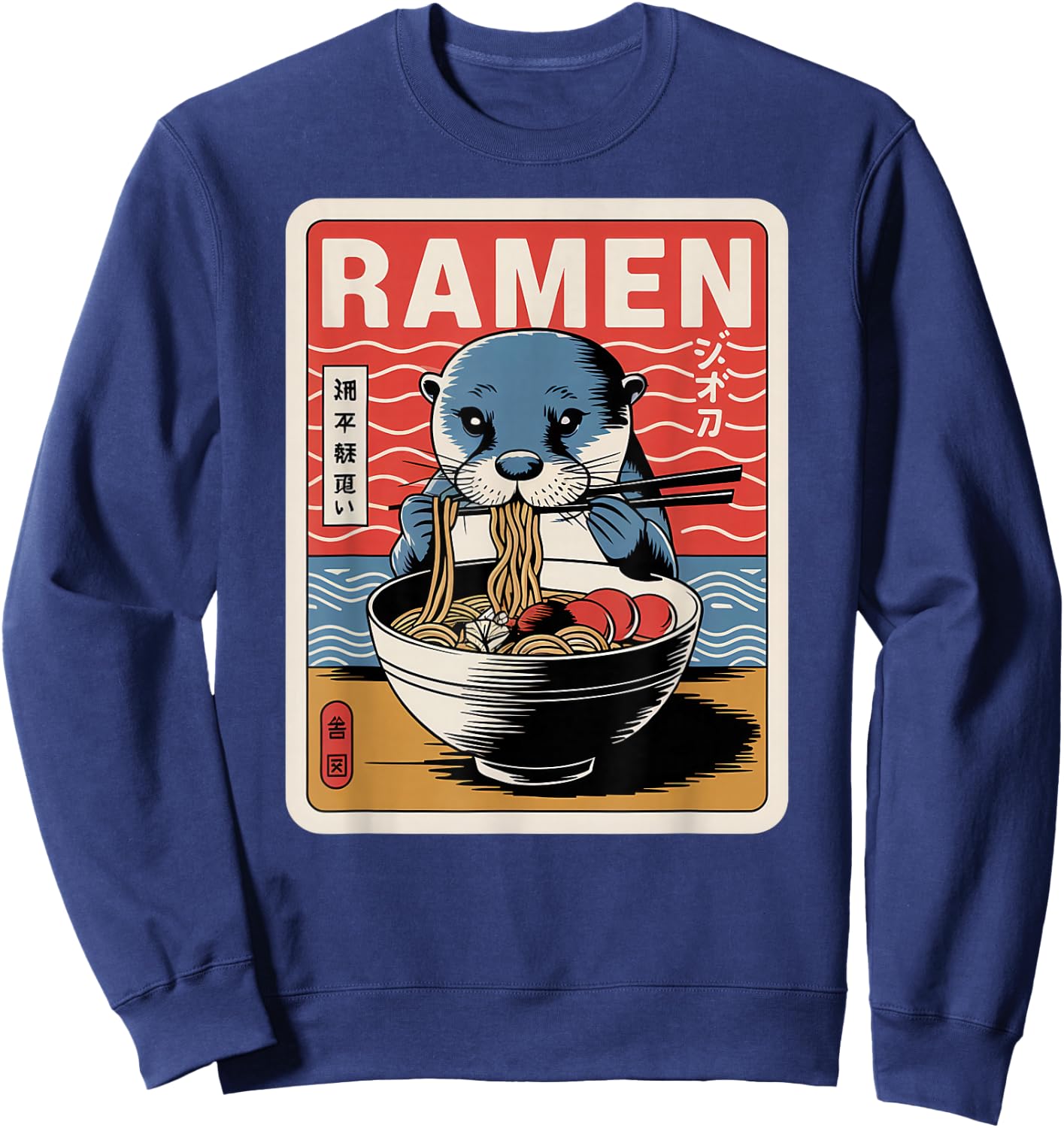 Anime Otter Manga Kawaii Otaku Neko Japanese Ramen Otter Sweatshirt - Sweatshirt | Navy