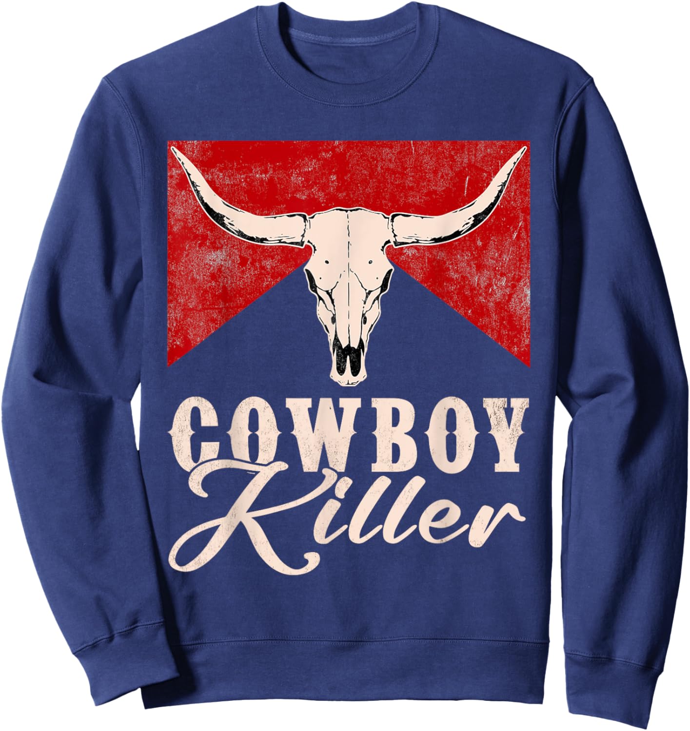 Killers Vintage Cowboy Western Rodeo Bull-Skull Sweatshirt - Sweatshirt | Navy
