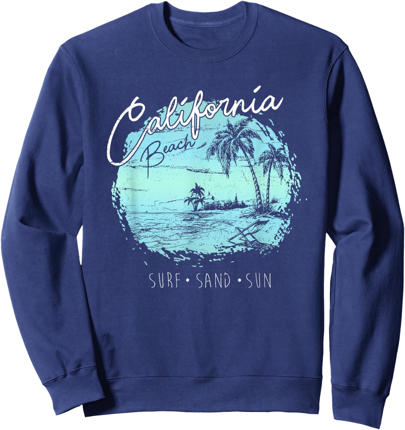 California Beach Vintage Surf Summer Surfer Gift Sweatshirt - Sweatshirt | Navy