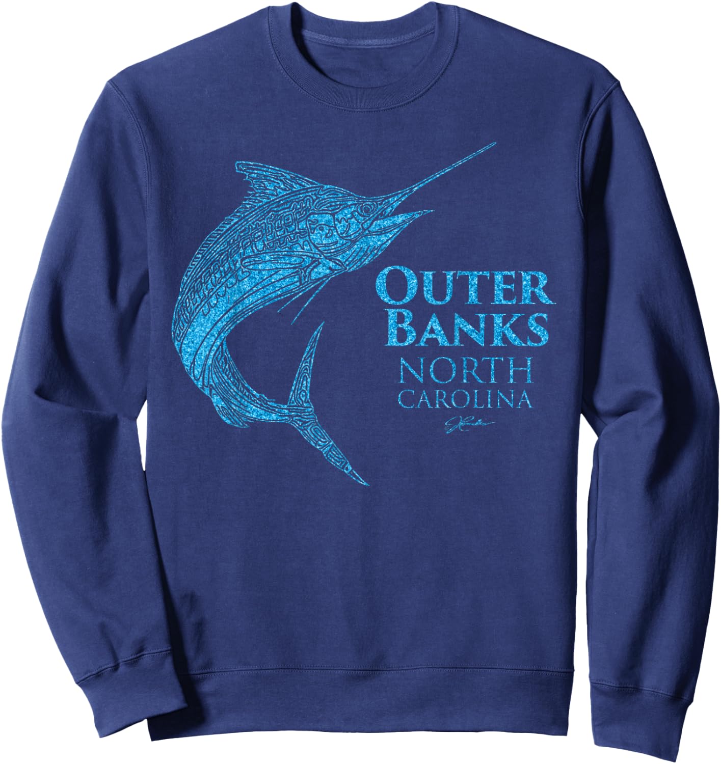 JCombs: Outer Banks, North Carolina, Marlin Fish Sweatshirt - Sweatshirt | Navy