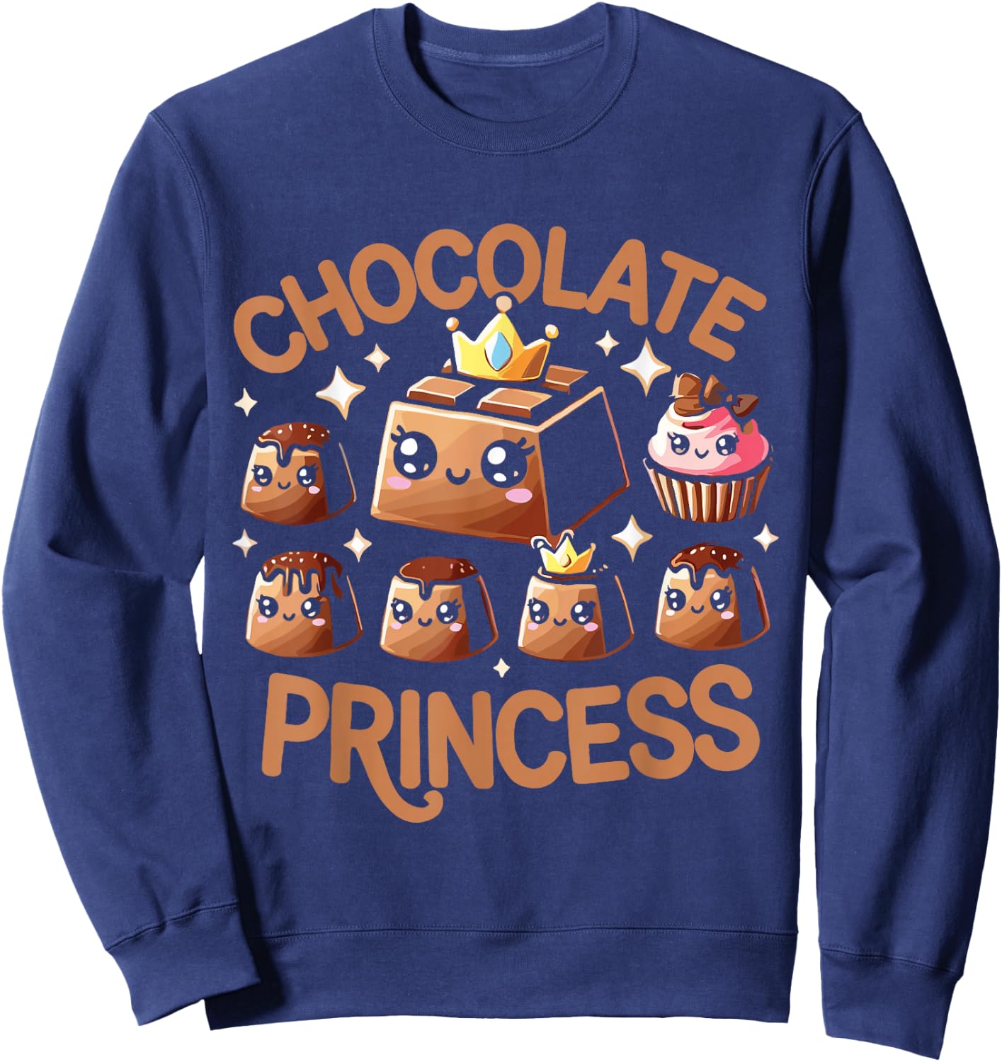 Chocolate T Shirt - Women's Chocolate Princess - Black - Small - Short Sleeve - - Modern - Chocolate-themed Design - -Kids Sweatshirt - Sweatshirt | Navy