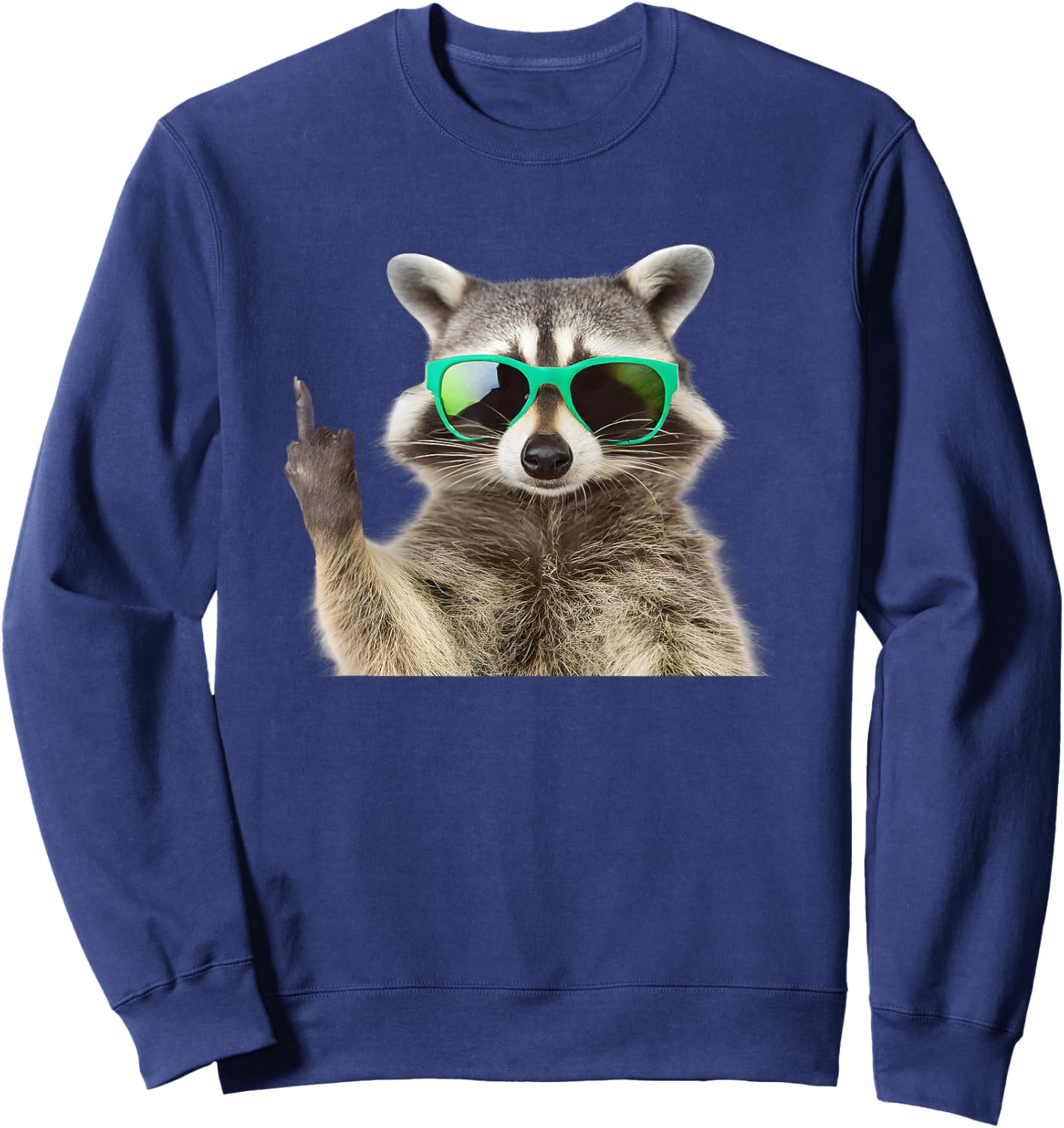 Funny Raccoon Middle Finger Sunglasses Sweatshirt - Sweatshirt | Navy