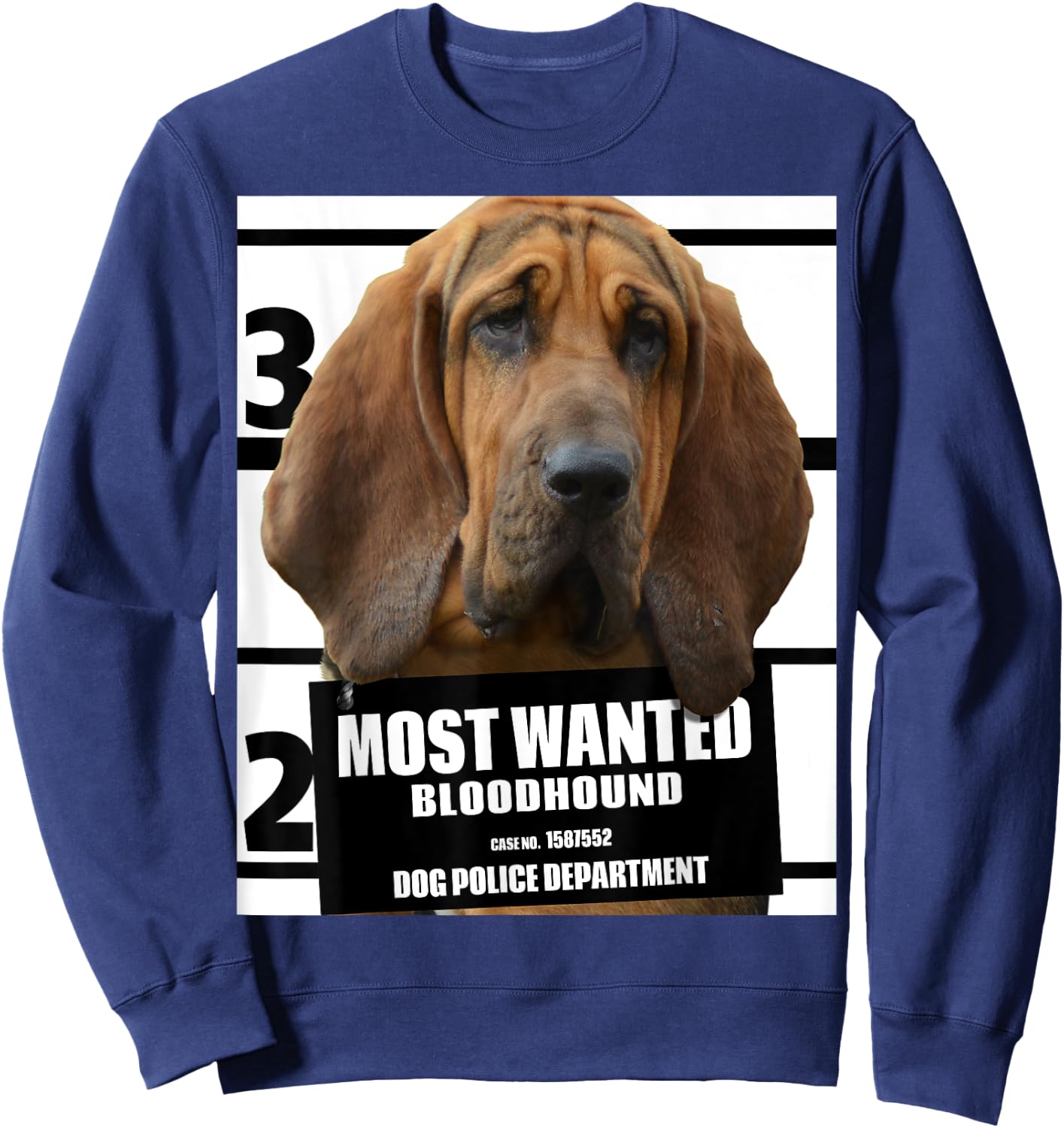 Most Wanted Bloodhound B - Blood Hound Dog Sweatshirt - Sweatshirt | Navy