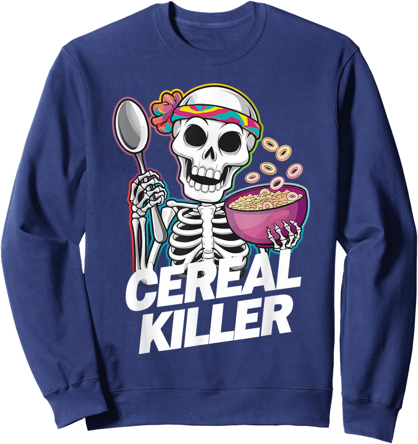 Cereal Killer Halloween Love Cereal Funny Cereal Sweatshirt - Sweatshirt | Navy