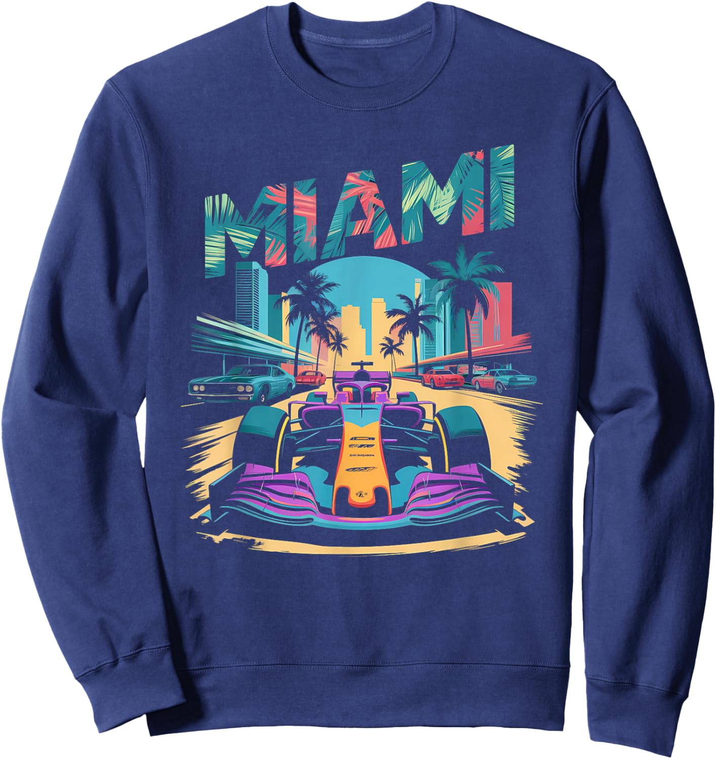 Miami Racing Gifts Men Women Race Car Racer Driver Sweatshirt - Sweatshirt | Navy