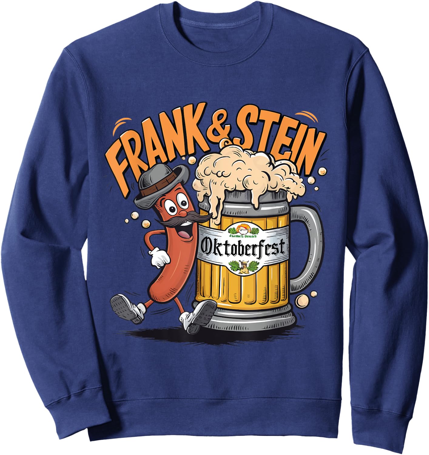 Frank & Stein Oktoberfest Funny German Bratwurst And Beer Sweatshirt - Sweatshirt | Navy