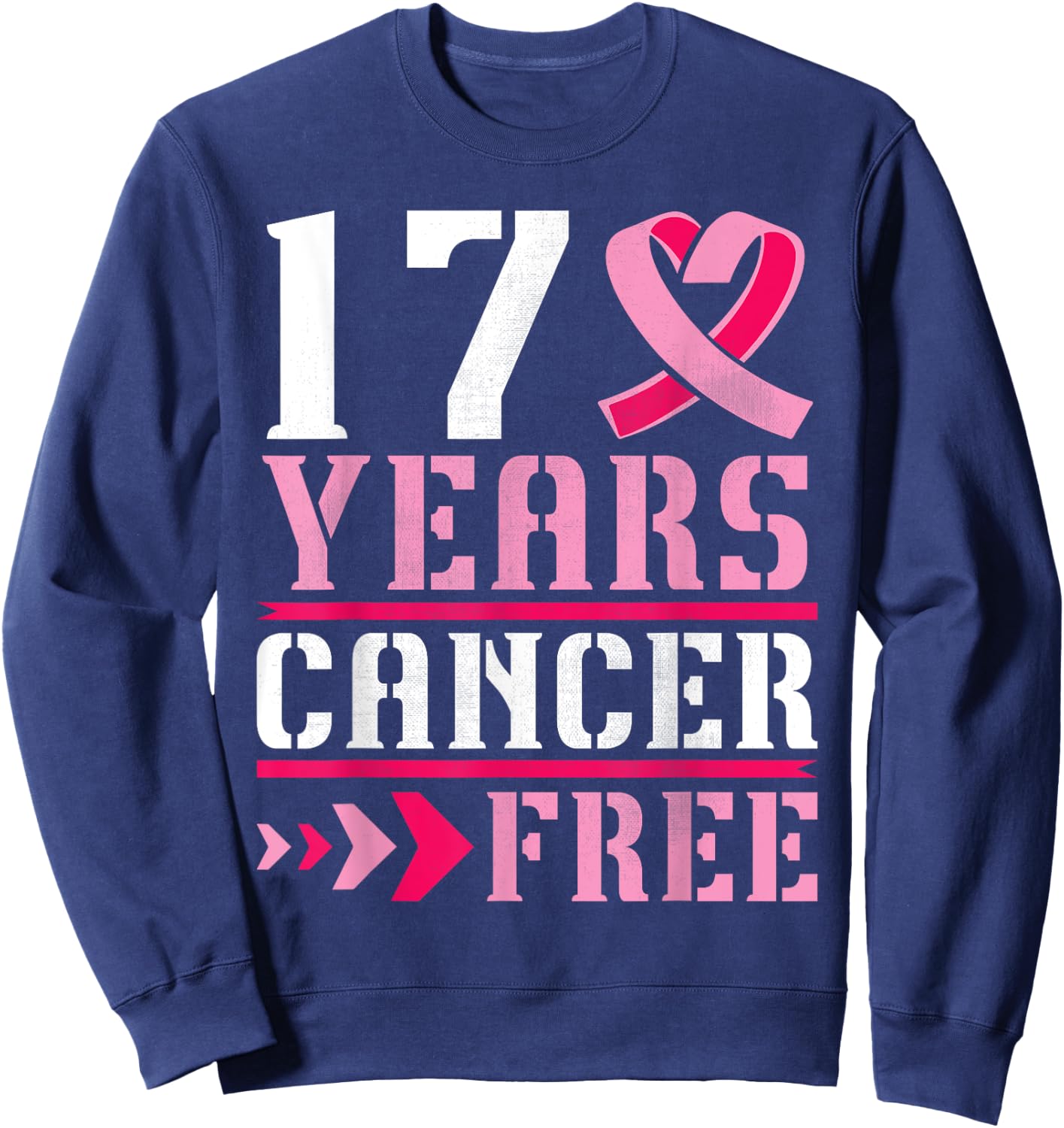 17 Years Breast Cancer Free Warrior Fighting Survivor Winner Sweatshirt - Sweatshirt | Navy