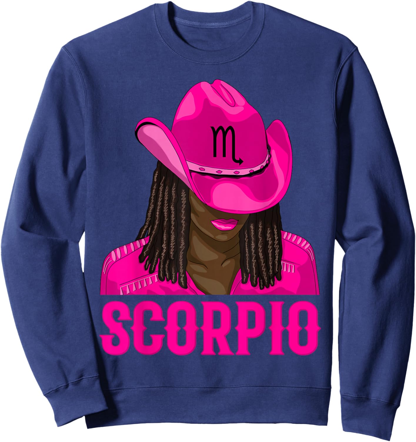 Scorpio Western Cowgirl African American Black Women Sweatshirt - Sweatshirt | Navy