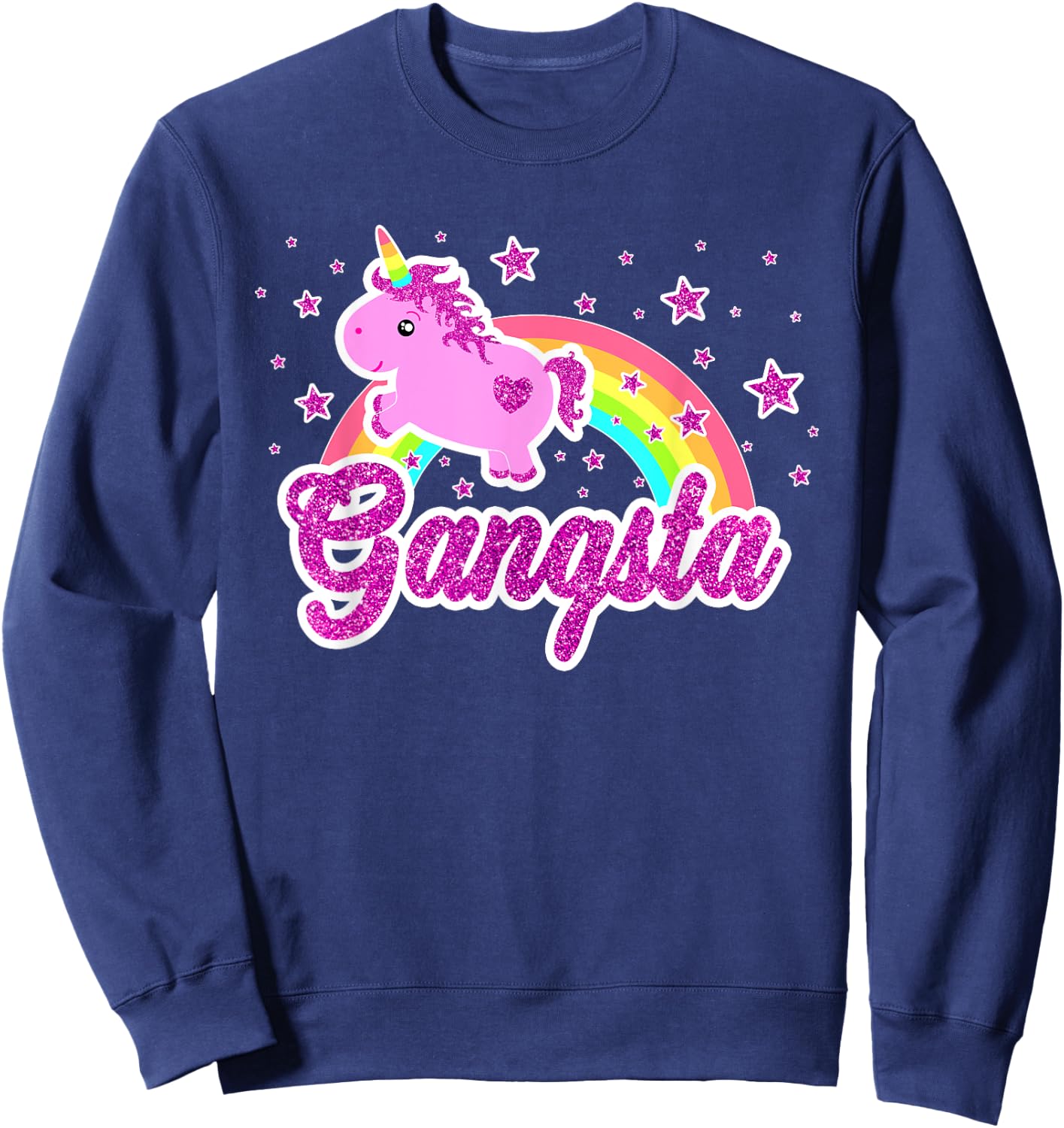 Funny Ironic Cool Unicorn Gangsta Music Festival Shirt Sweatshirt - Sweatshirt | Navy