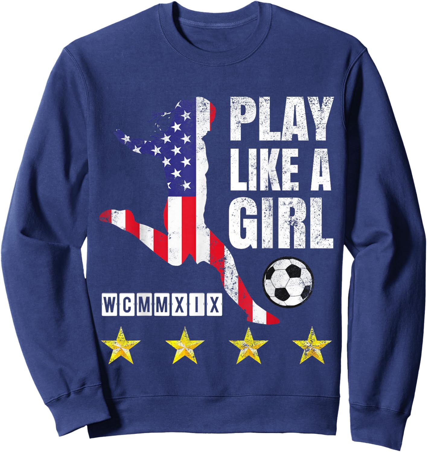 Play Like a Girl Soccer USA United States Women's Sweatshirt - Sweatshirt | Navy