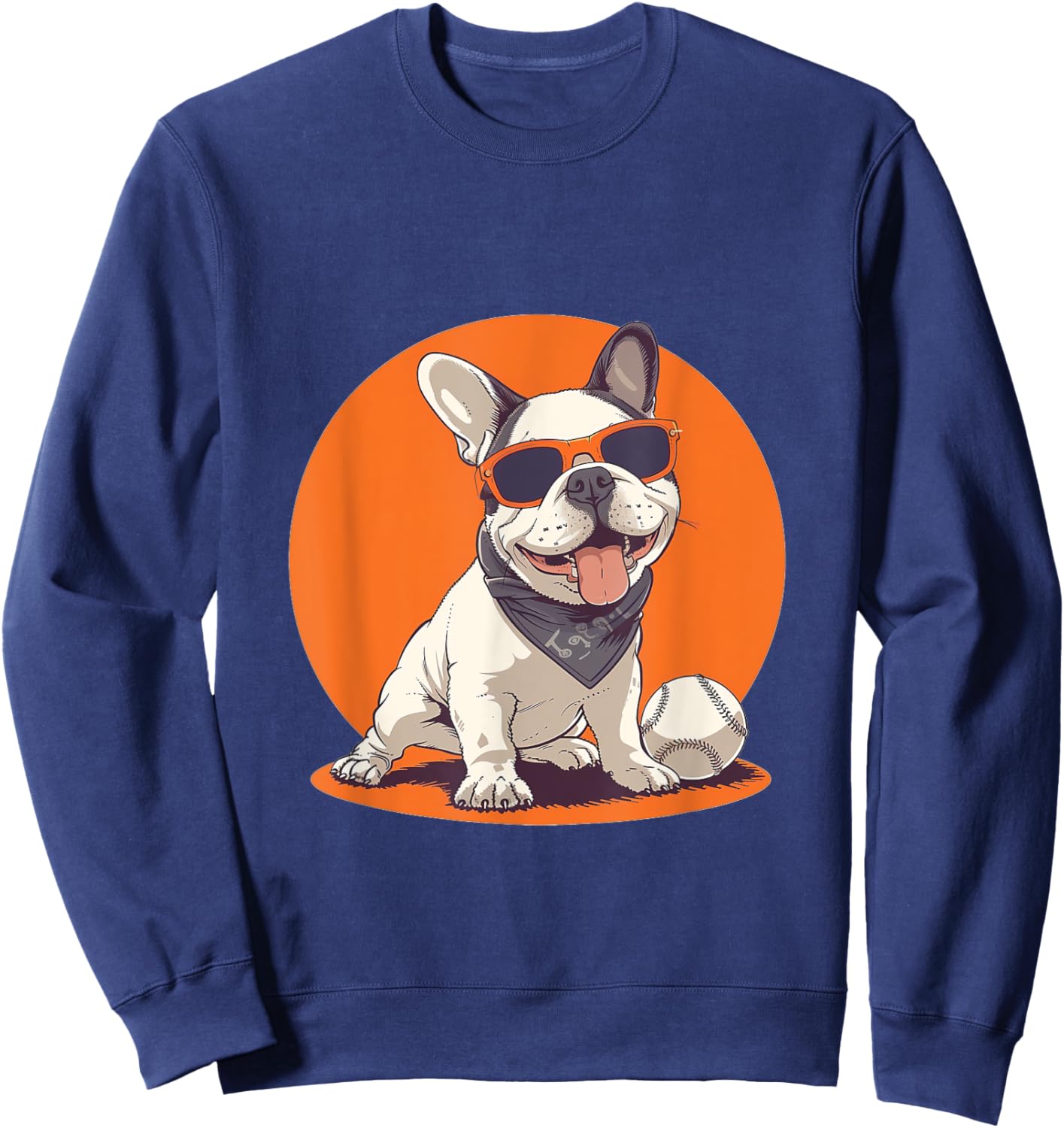 Cute French Bulldog Baseball Sports Dog Sunglasses Frenchie Women Kids Sweatshirt - Sweatshirt | Navy