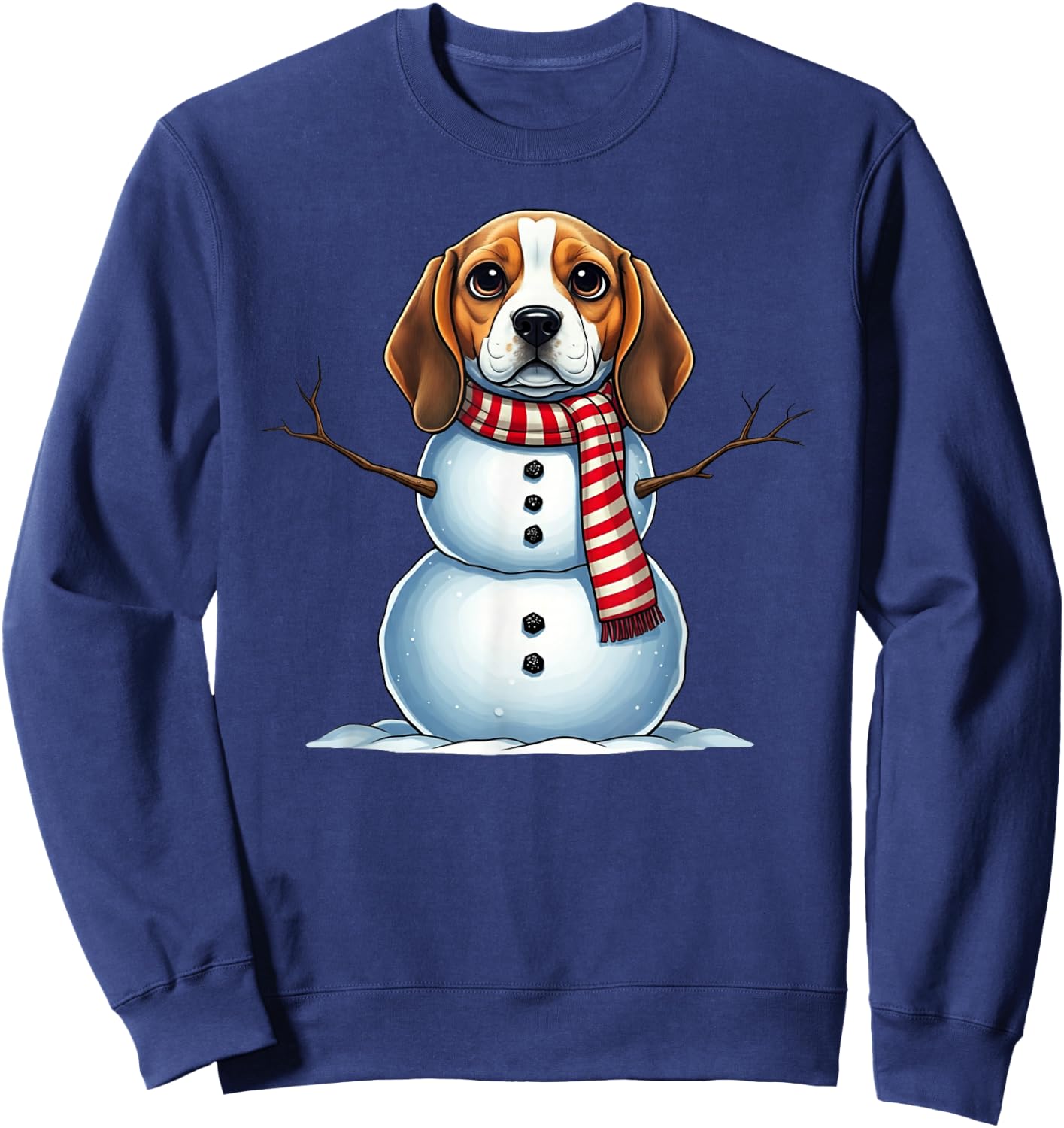 Funny Beagle Dog Snowman Scarf Christmas Kids Sweatshirt - Sweatshirt | Navy