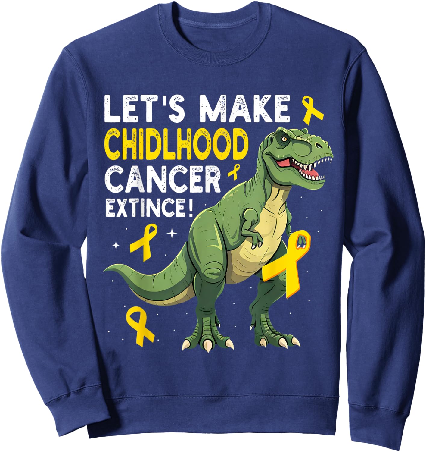 Childhood Cancer Extinct Dinosaur Childhood Cancer Awareness Sweatshirt - Sweatshirt | Navy
