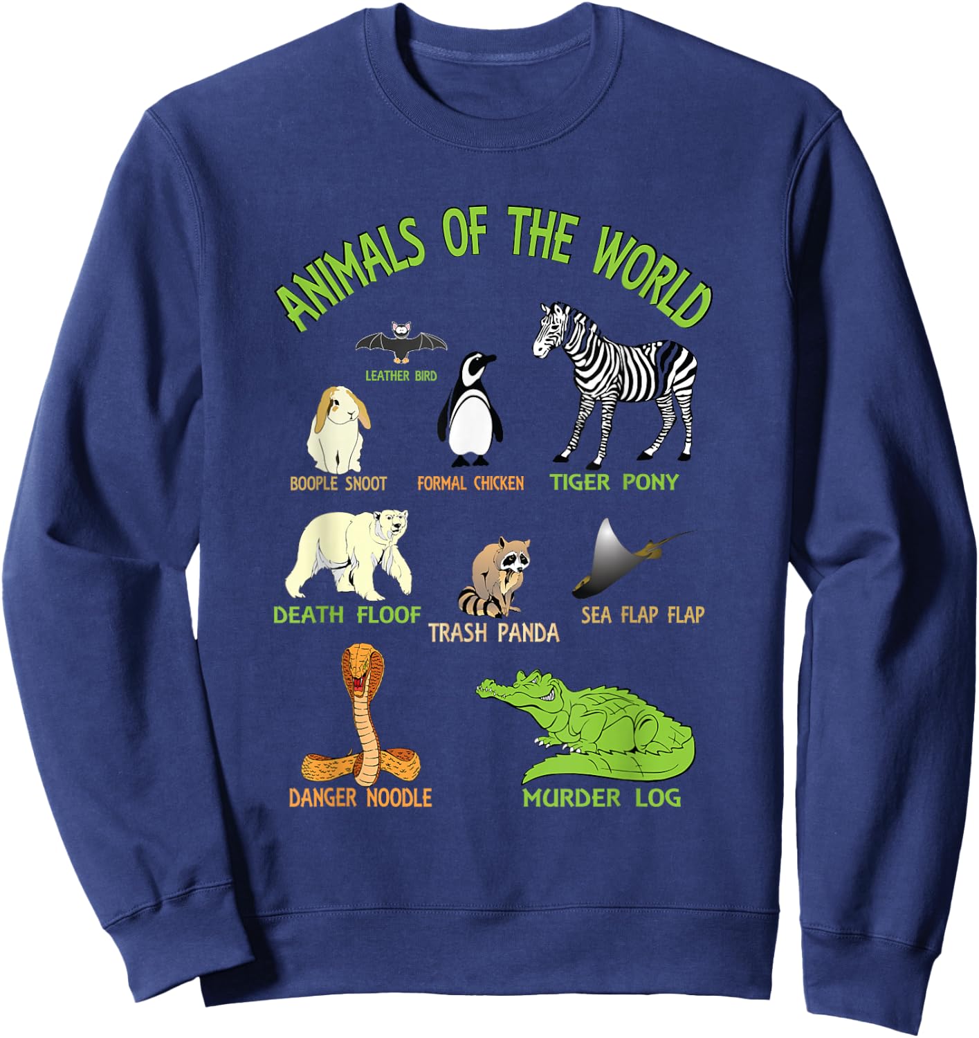Funny Animals Of The World Names Sweatshirt - Sweatshirt | Navy