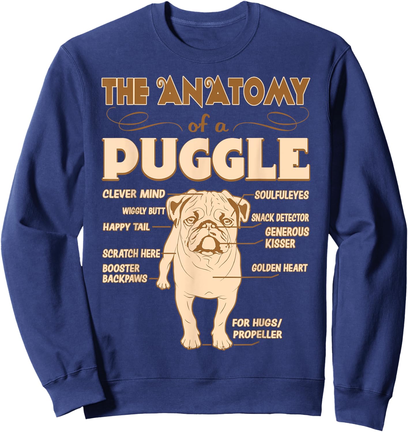 The Anatomy Of Puggle Pet Lovers Gift Sweatshirt - Sweatshirt | Navy