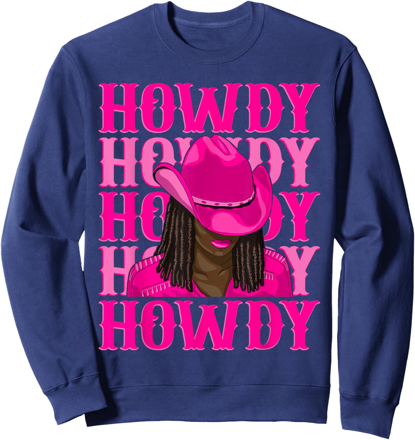 Howdy Western Black Cowgirl African American Black Women Sweatshirt - Sweatshirt | Navy