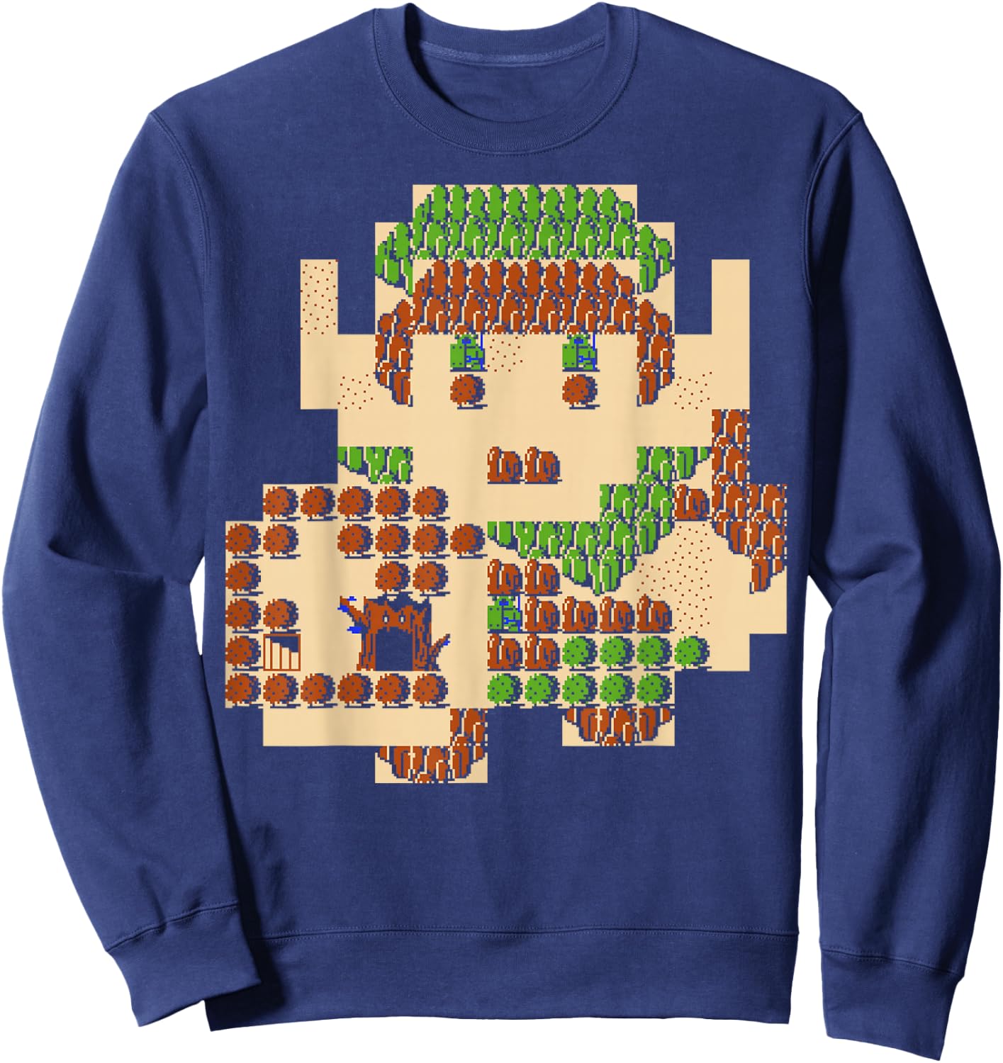 Nintendo Zelda Link Portrait 8-Bit Map Graphic Sweatshirt - Sweatshirt | Navy