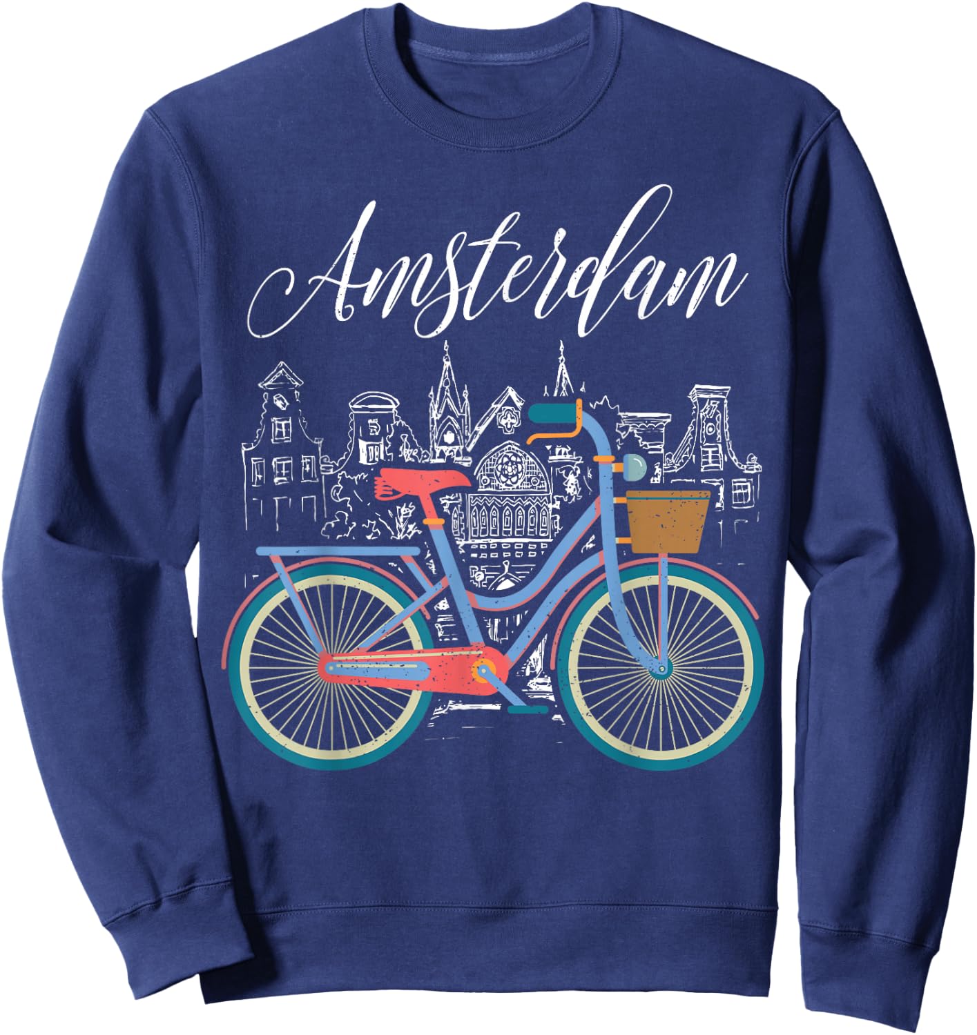 Love Cycling Luv Amsterdam Retro Bike Gift Design Idea Sweatshirt - Sweatshirt | Navy