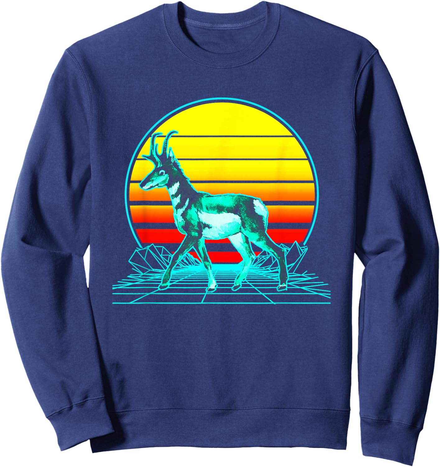 Retro Pronghorn Vaporwave Sweatshirt - Sweatshirt | Navy