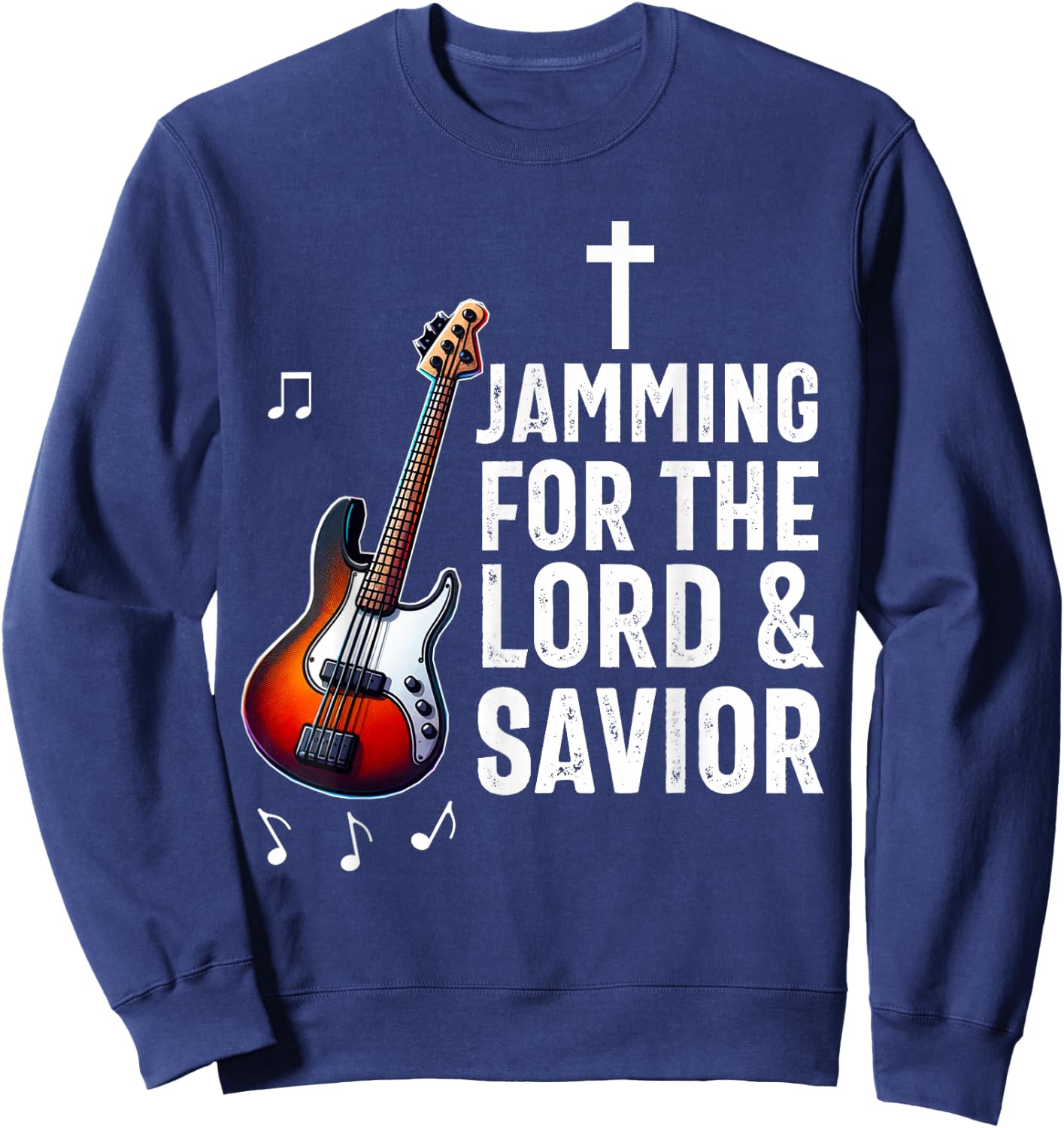 Christian Bass Guitar Player Worship Jesus Bassist Music Sweatshirt - Sweatshirt | Navy